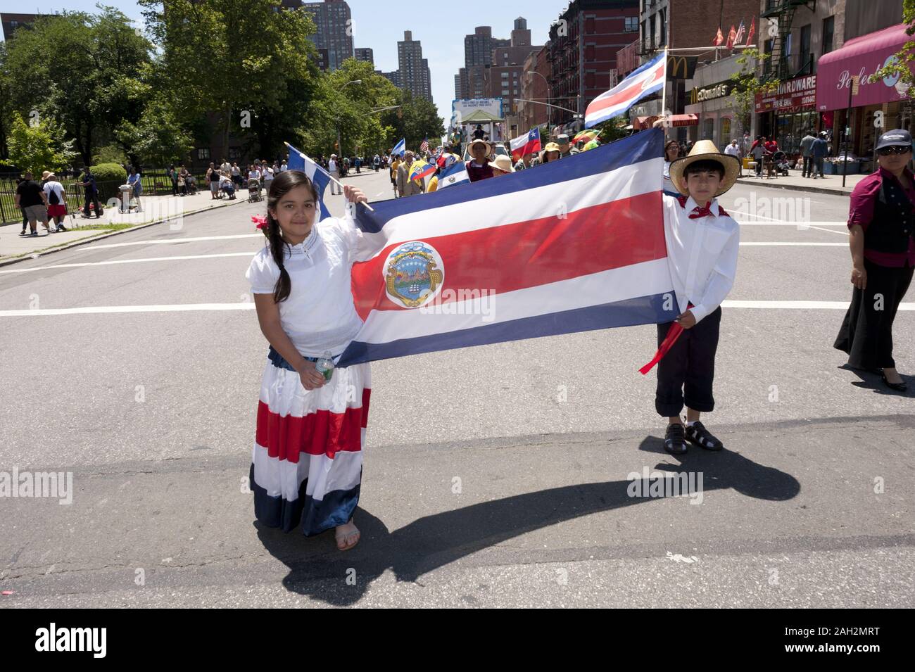 Les participants à la Children's Parade évangélique dans East Harlem à New York. Banque D'Images