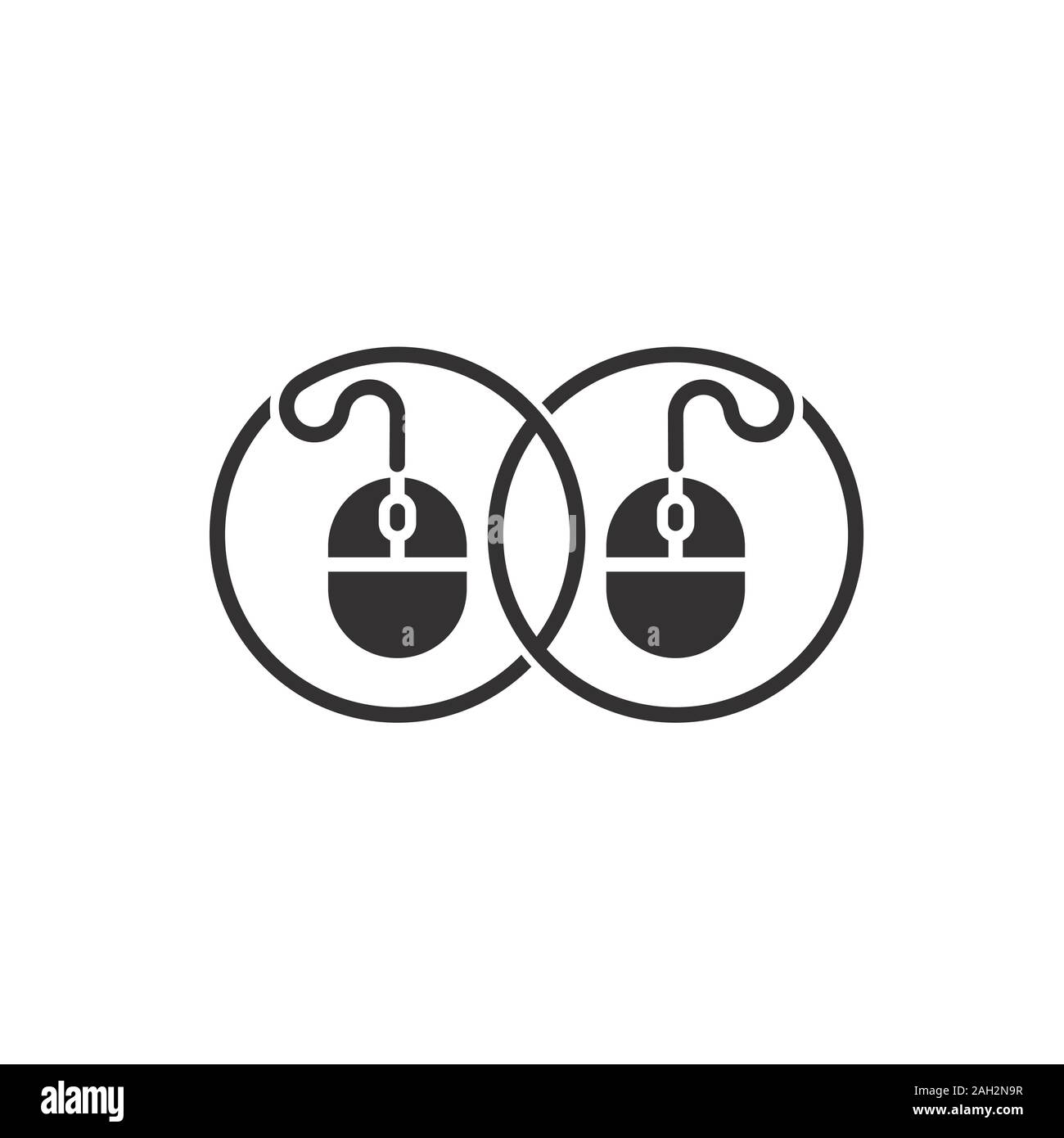 Pc relié par câble souris logo symbol vector Illustration de Vecteur