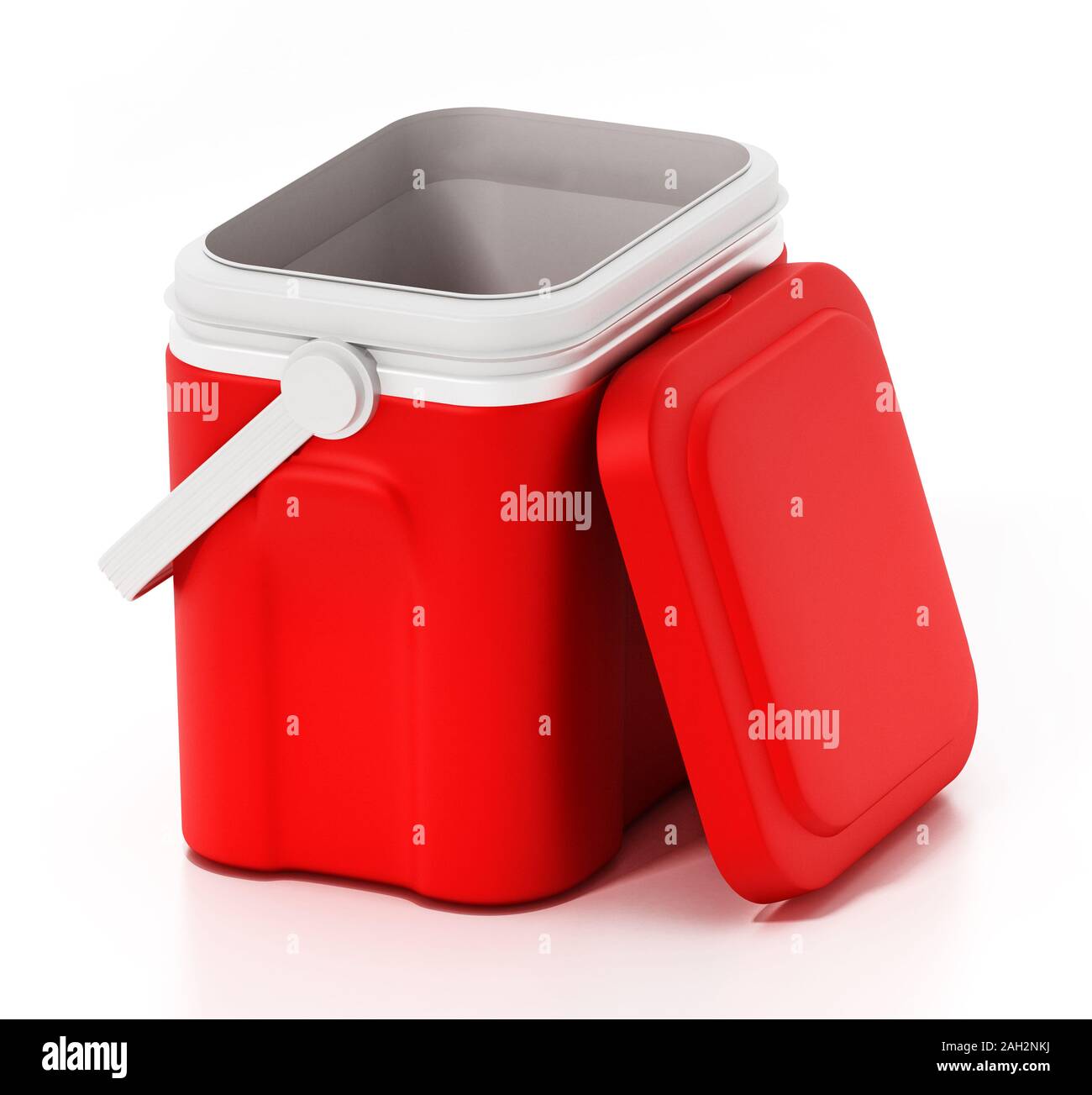 Mini réfrigérateur portable voiture isolé sur fond blanc. 3D illustration. Banque D'Images