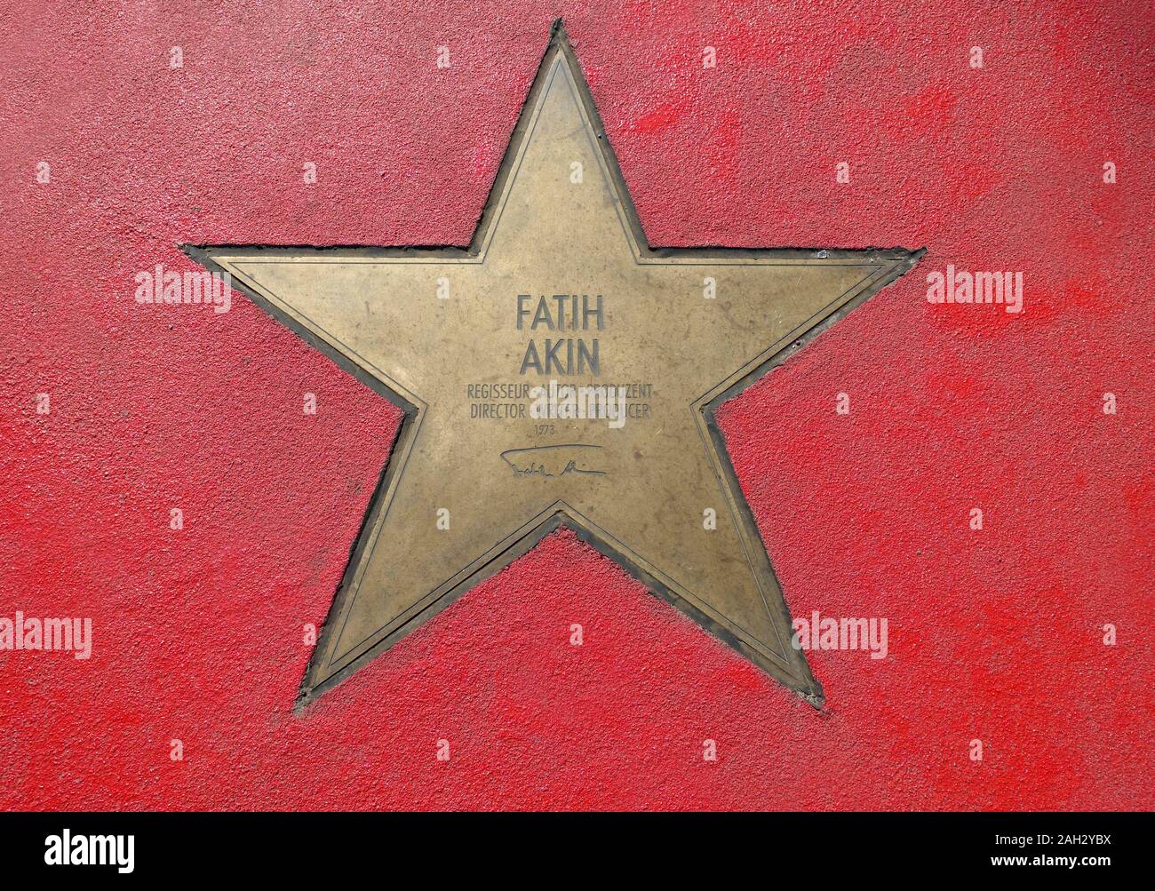 Star of Fatih Akin, Boulevard of the stars est un monument croissant près de Potsdamer Platz à Berlin. Banque D'Images