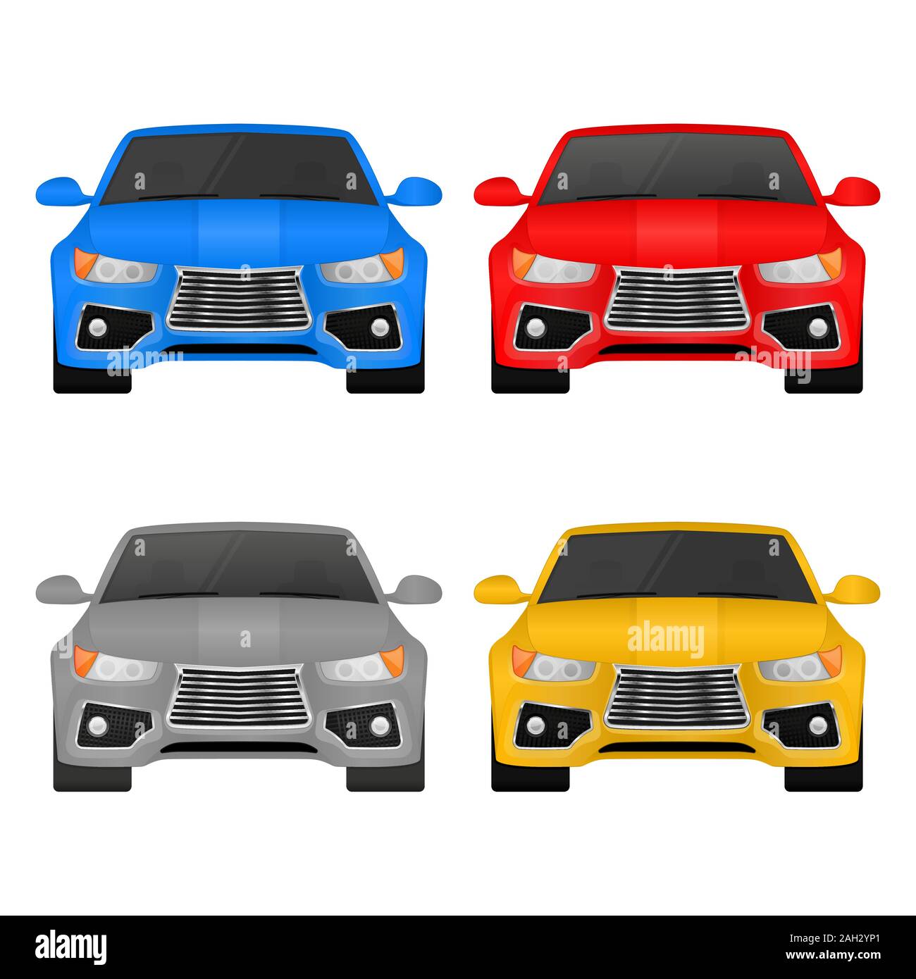 Voiture. Vue de face. Ensemble de véhicules de couleur Illustration de Vecteur
