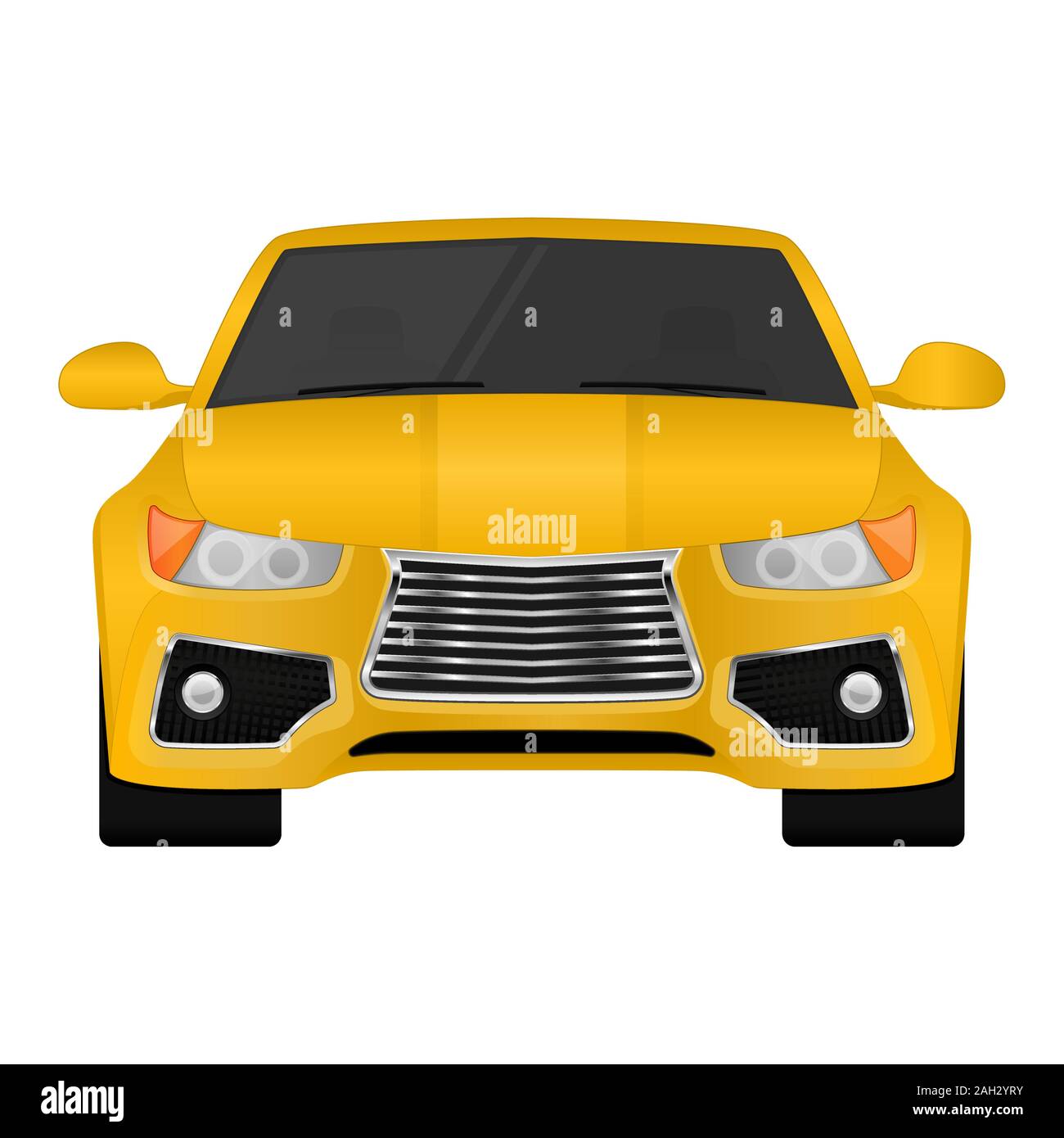 Voiture jaune. Vue avant Illustration de Vecteur