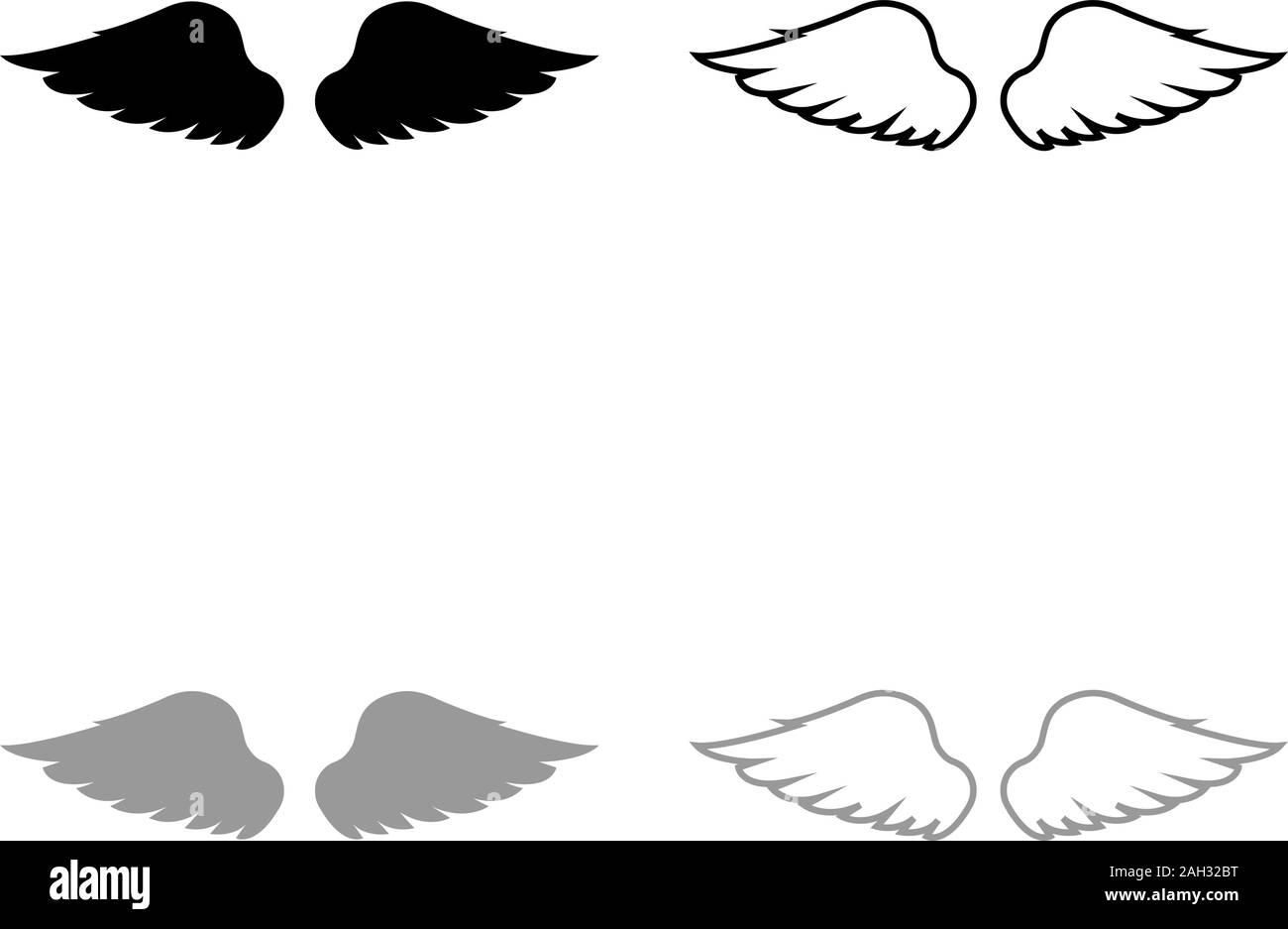 Ailes d'oiseau devil angel Paire de répartir une partie des animaux liberté idée concept Fly aperçu l'icône de couleur gris noir style télévision illustration vectorielle Illustration de Vecteur