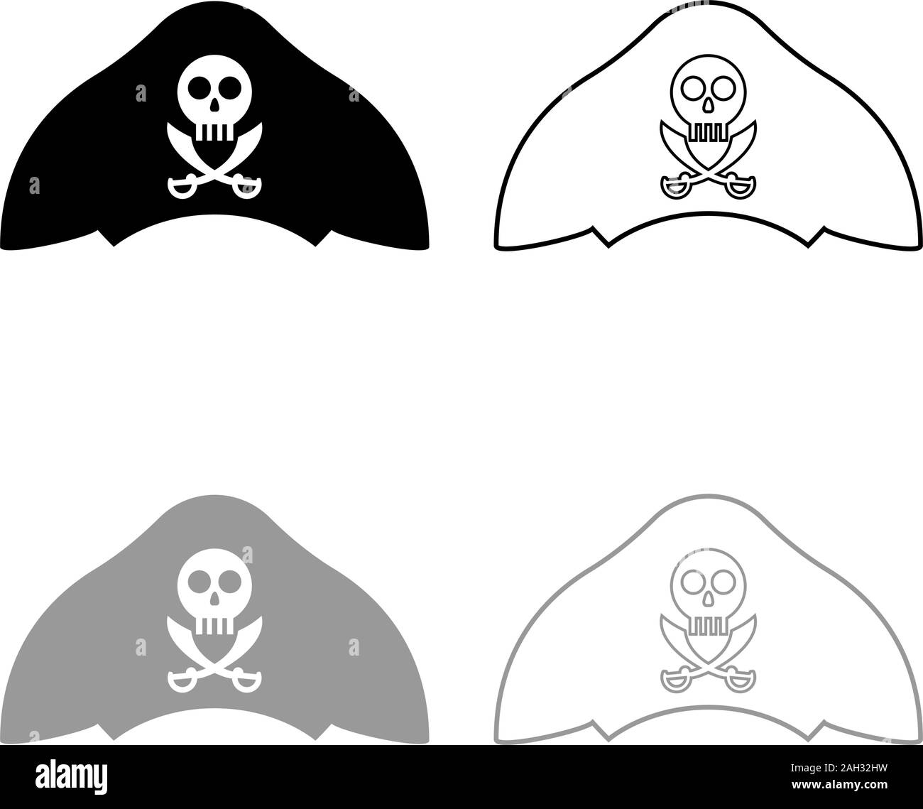 Chapeau Pirate avec tête de mort et sabre sabre noir contour icône couleur  gris style télévision illustration vectorielle simple image Image  Vectorielle Stock - Alamy