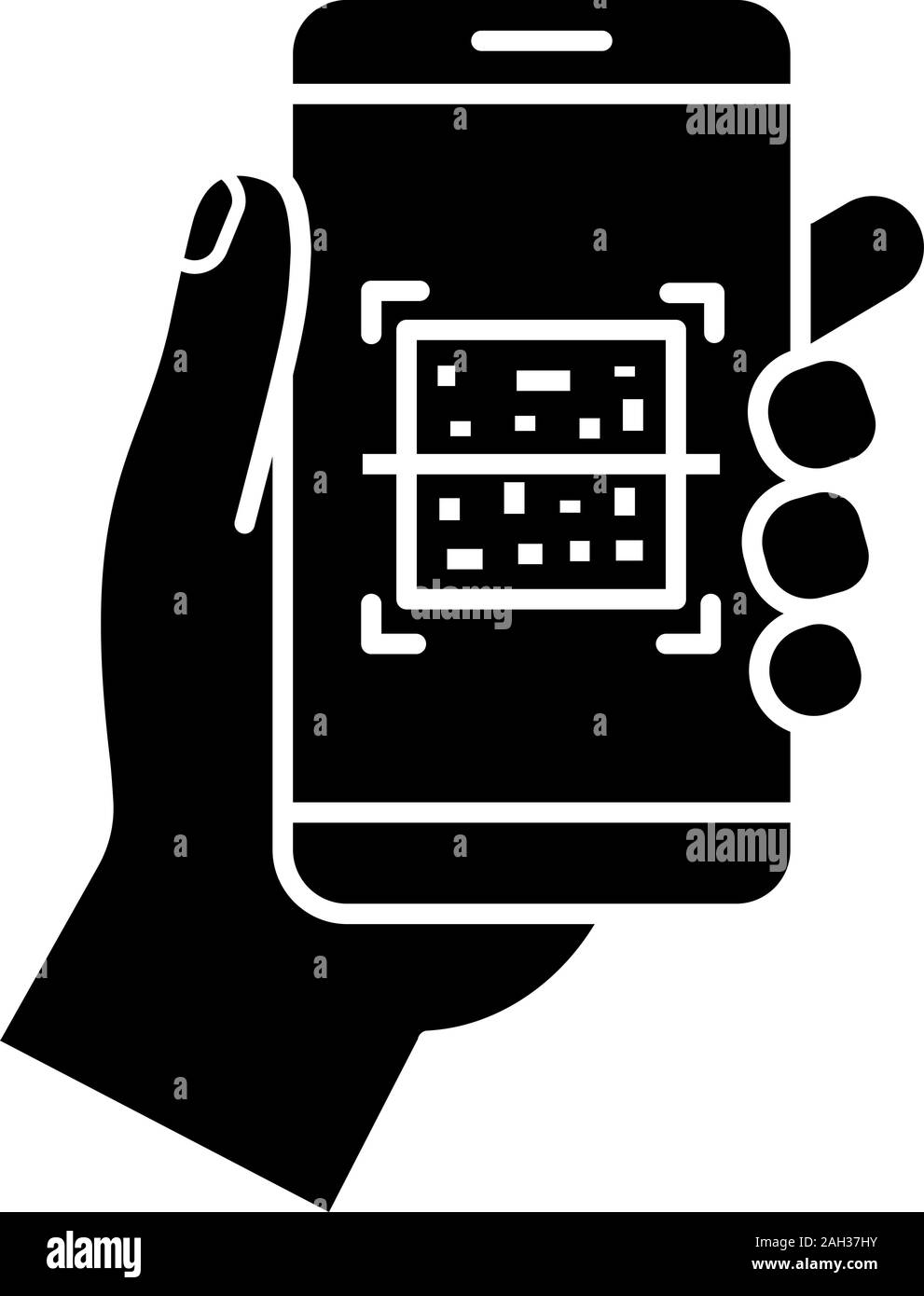QR code scanner smartphone icône glyphe. Symbole de Silhouette. Code de  réponse rapide. La lecture de codes à barres matrice téléphone mobile app.  L'espace négatif. Vector isolat Image Vectorielle Stock - Alamy