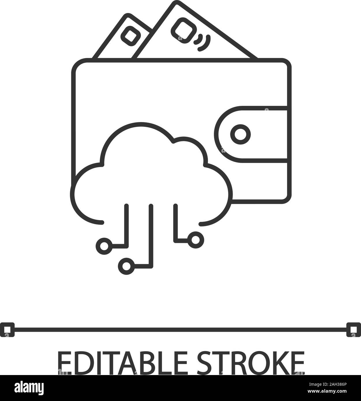 E-wallet icône linéaire. L'argent en ligne. Fine ligne illustration. E-paiement. Portefeuille numérique et les paiements sans numéraire. Le cloud computing. Symbole de contour. Je vecteur Illustration de Vecteur