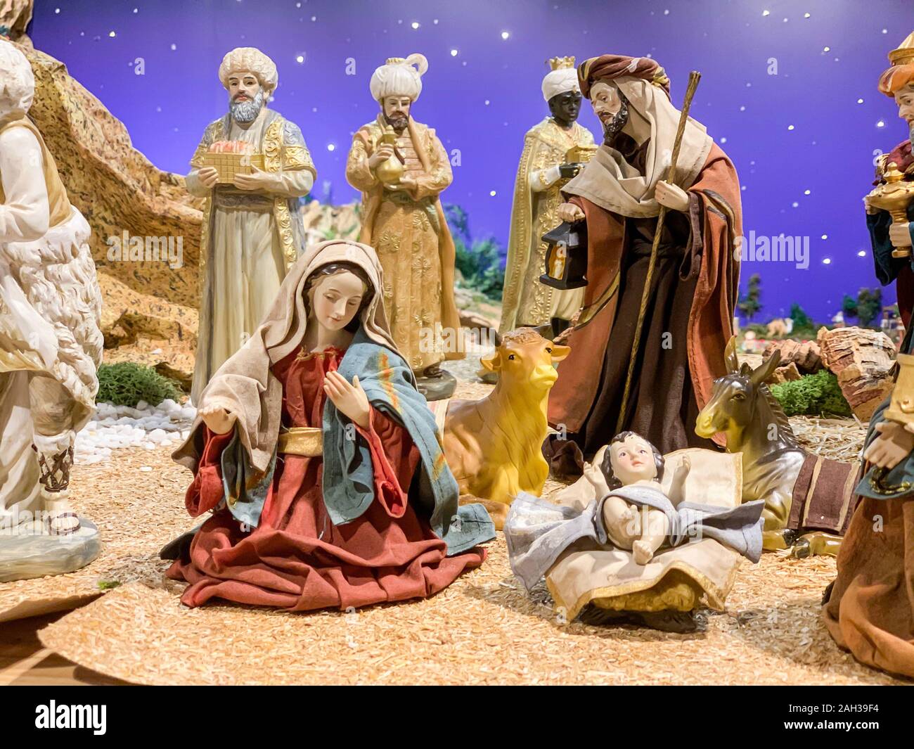 Crèche de Noël représentant la naissance de Jésus Banque D'Images