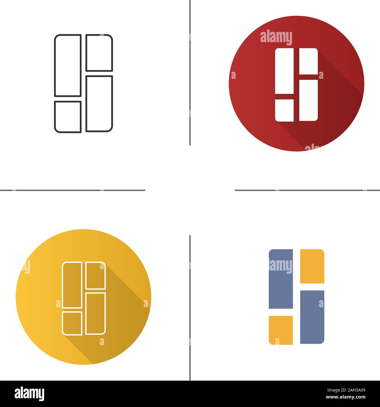 L'icône du tableau de bord. Voir l'édredon. Grille d'applications. Vue du contenu minéral. Menu Liste. Modèle plat, linéaire et de couleurs. Illustrations vectorielles Illustration de Vecteur