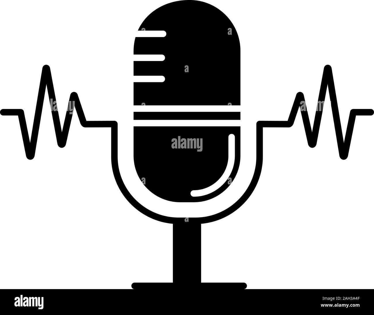 Glyphe de reconnaissance vocale. Commande vocale. Microphone. L'enregistrement sonore. Symbole de Silhouette. L'espace négatif. Vector illustration isolé Illustration de Vecteur