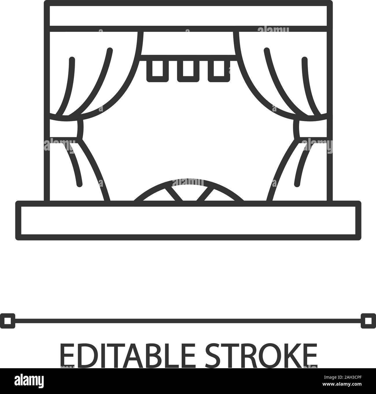 Scène de théâtre l'icône linéaire. Cinéma. Fine ligne illustration. Scène de concert. Scène d'opéra ou de ballet. Symbole de contour. Vector isolated silhouette. Modifier Illustration de Vecteur