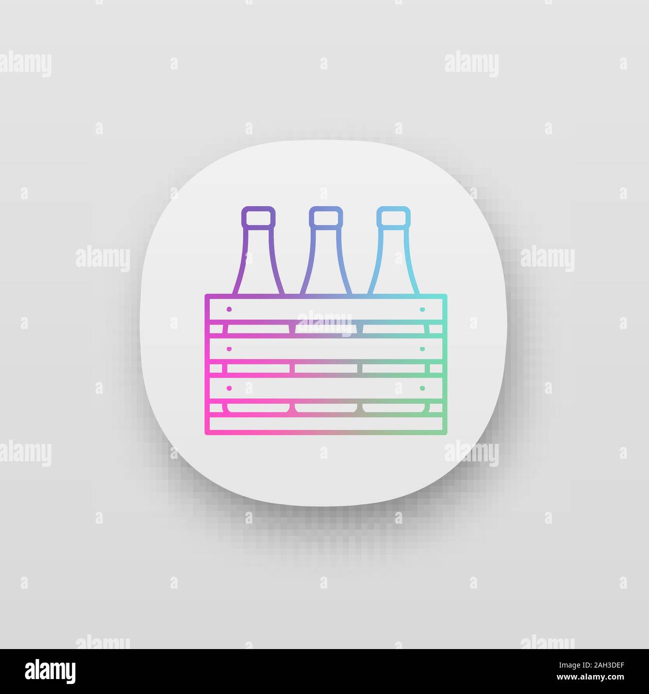 Cas de la bière icône de l'application. UI/UX interface utilisateur. Bouteilles de vin ou de champagne dans des caisses en bois. Les bouteilles de lait en boîte en bois. Site Web ou application mobile. Iso vecteur Illustration de Vecteur