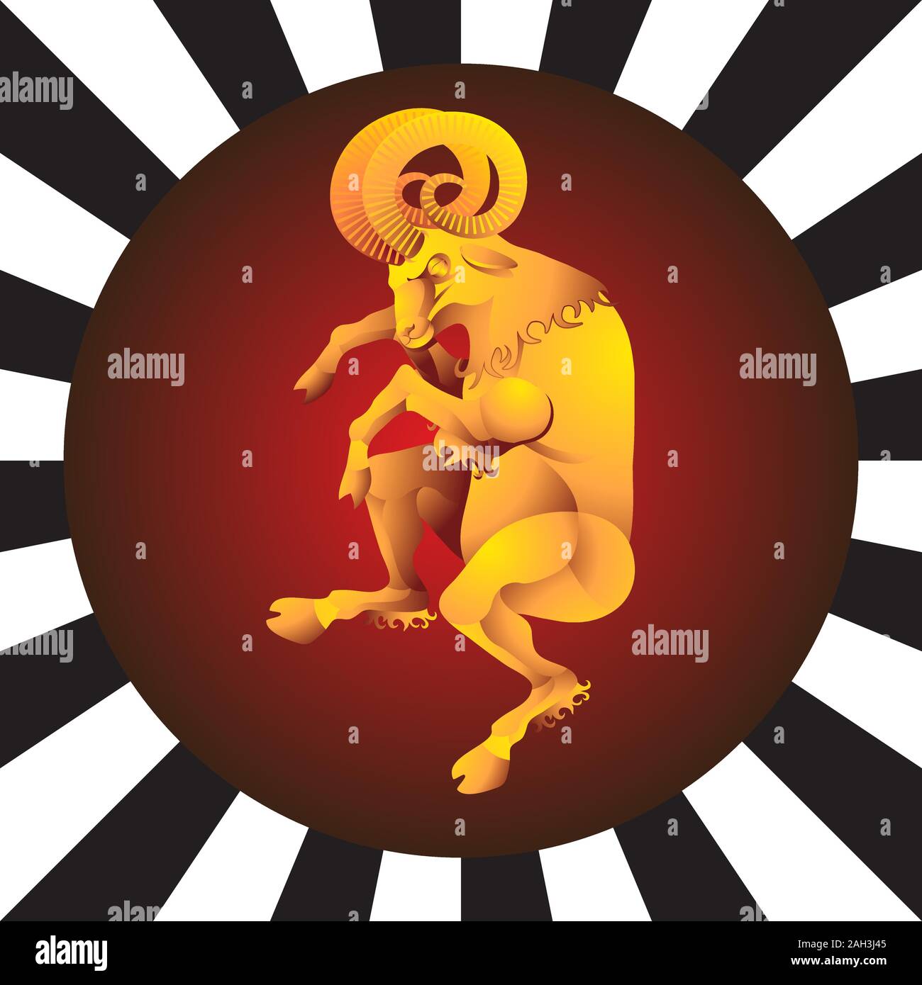 Signe du Zodiaque animaux Golden RAM sur fond isolé. Image vectorielle Illustration de Vecteur