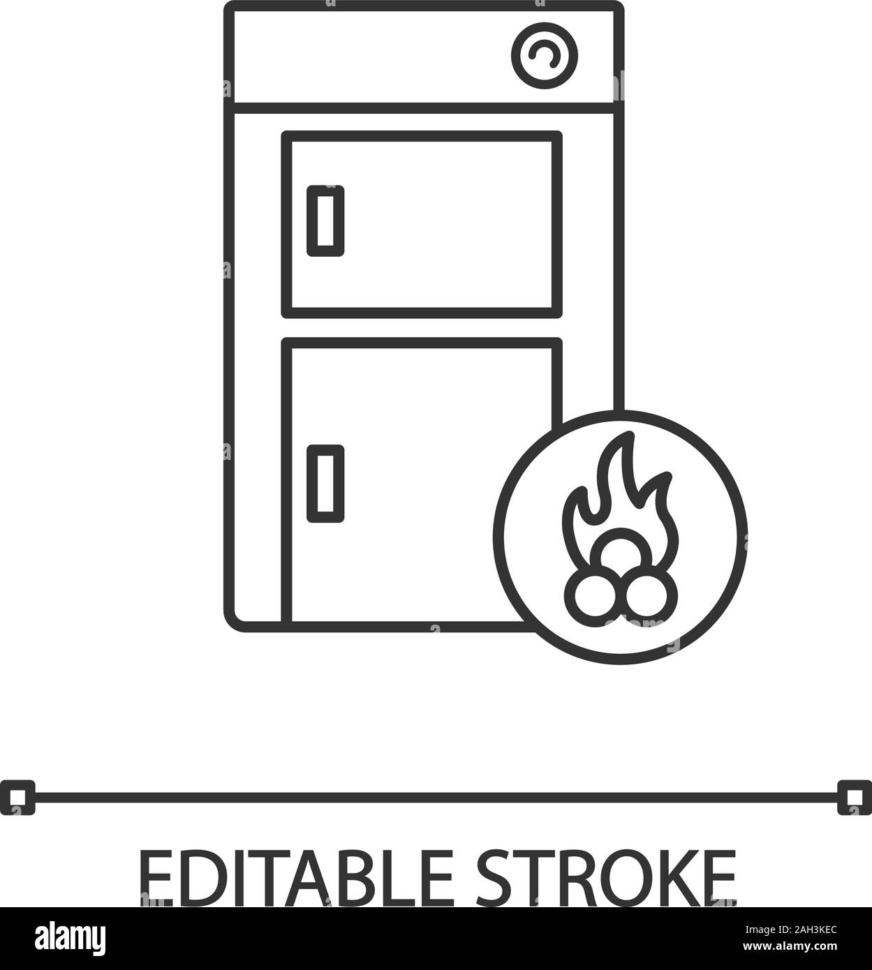 Chaudières de l'icône de linéaire. Chambre de chauffage central. Fine ligne illustration. Bois de chauffage de la chaudière. Système de chauffage. Symbole de contour. Vector isolated contours Illustration de Vecteur