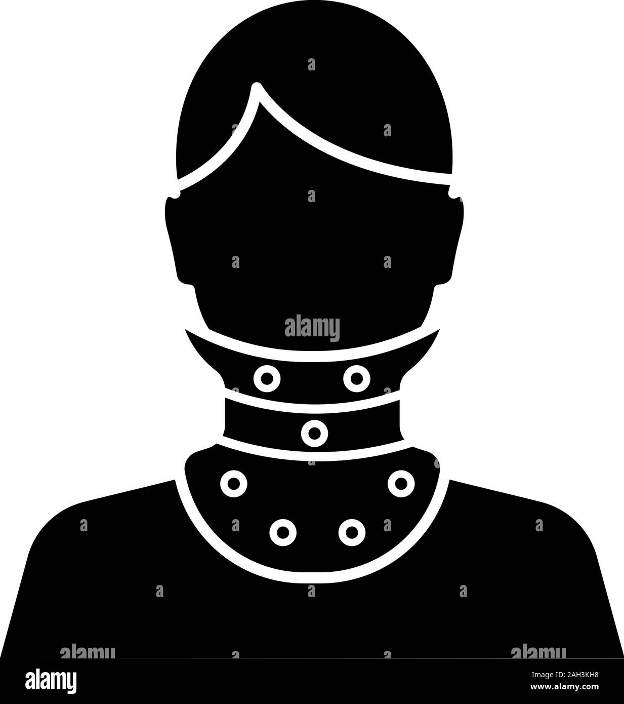 Collier cervical icône glyphe. Neck brace. Support de goulotte en plastique médical. Symbole de Silhouette. Collier orthopédique. Tête et cou traumatique traitement des blessures Illustration de Vecteur