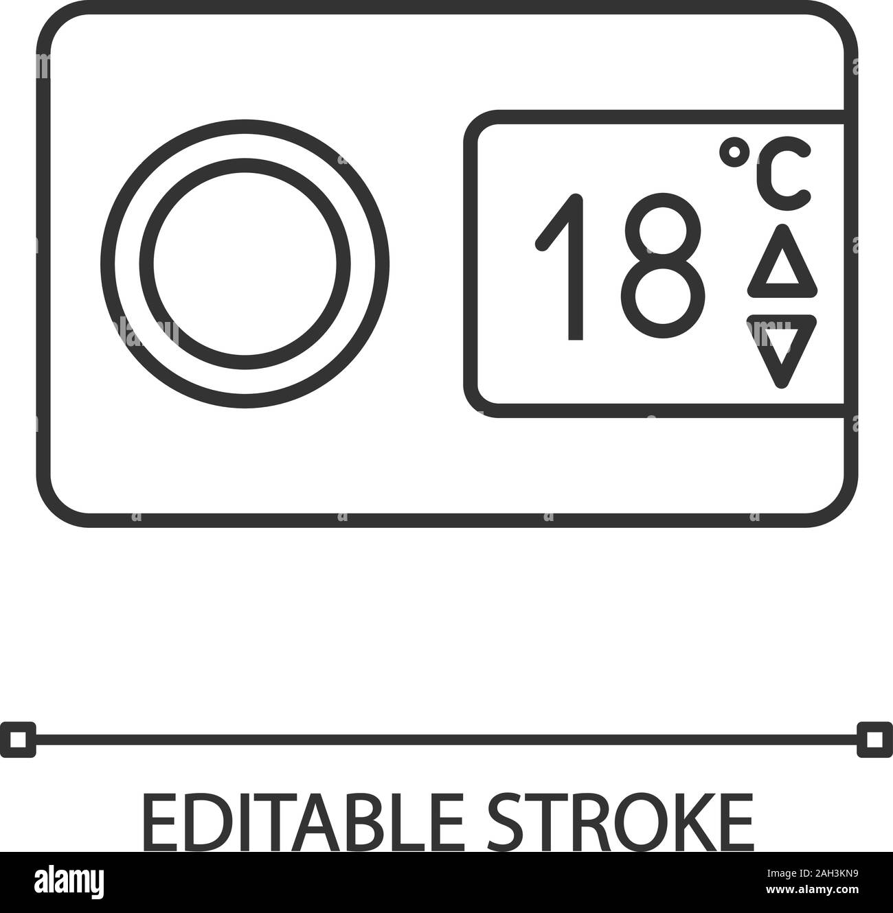 Thermostat numérique icône linéaire. Affichage de contrôle climatique