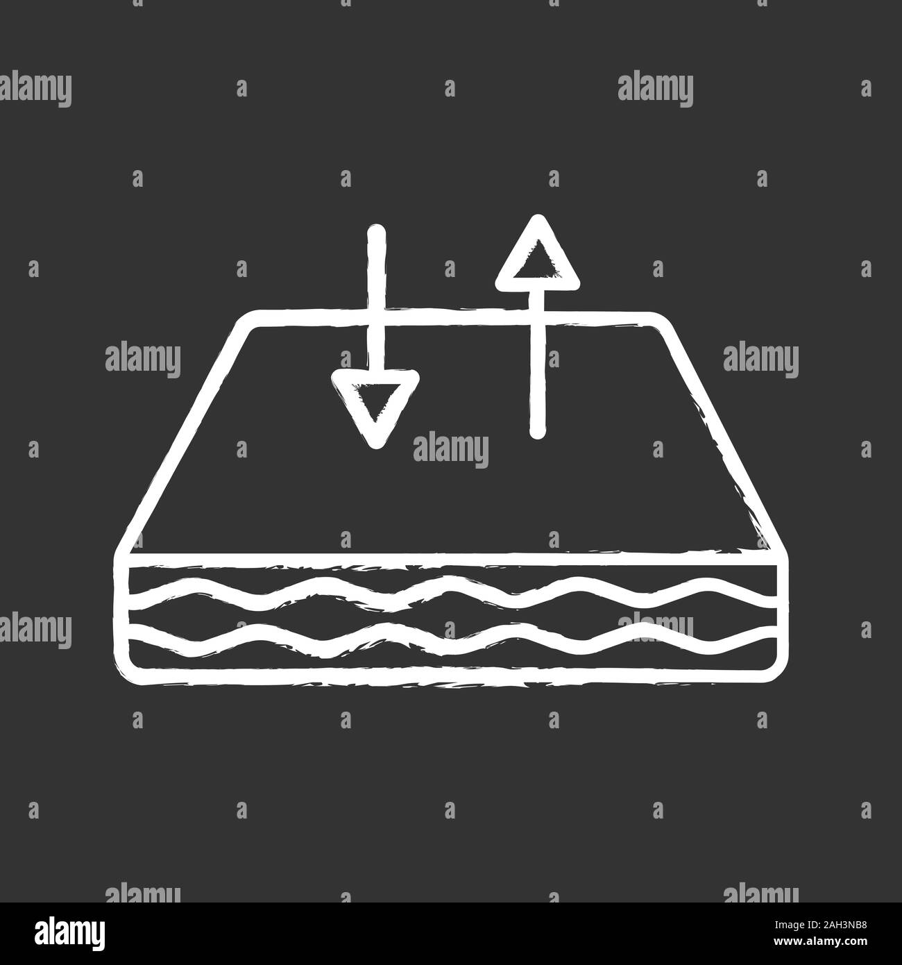 Matelas respirant l'icône de la craie. Matelas avec couvercle respirant tissu. La circulation de l'air. Vector illustration tableau isolé Illustration de Vecteur