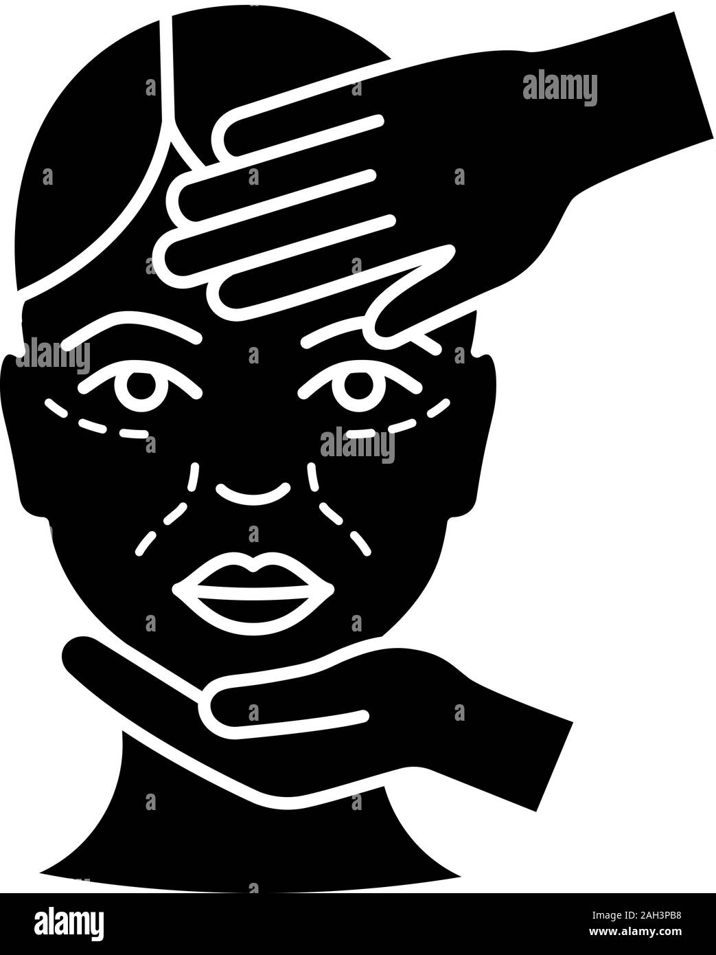 Glyphe d'examen Cosmetologist icône. Cosmétologie. Intervention cosmétique. Préparation de l'injection, une neurotoxine. Médecine esthétique. Symbole de Silhouette. Negati Illustration de Vecteur