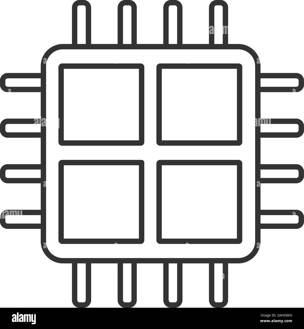 Quad Core, l'icône de linéaire. Quatre core microprocesseur. Fine ligne illustration. Microchip, chipset. CPU. Processeur multi-cœur. Circuit intégré. Illustration de Vecteur