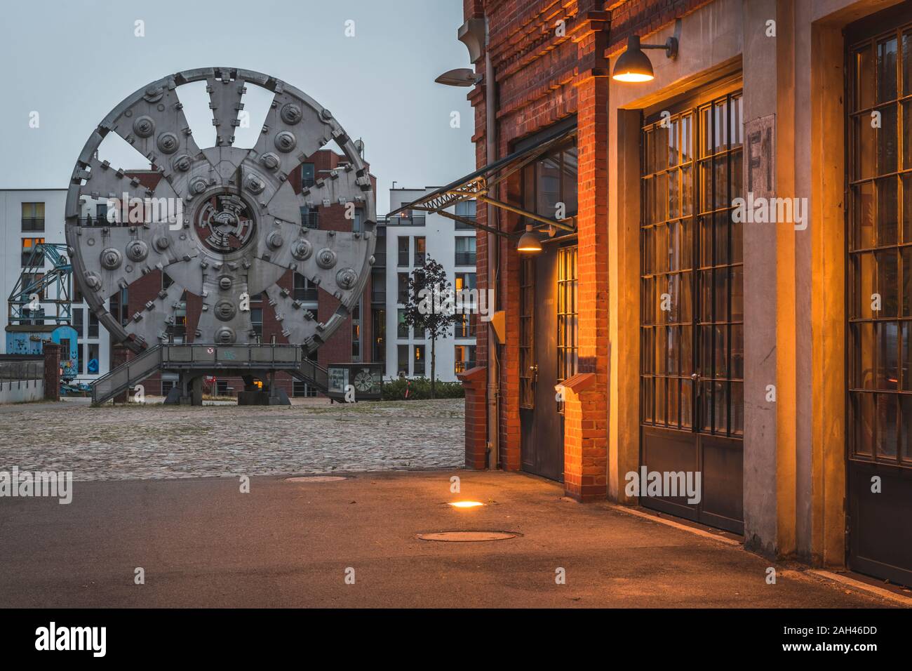 Allemagne, Hambourg, Hamburg Barmbek, Musée du travail extérieur avec tunnel boring machine, TRUDE Banque D'Images