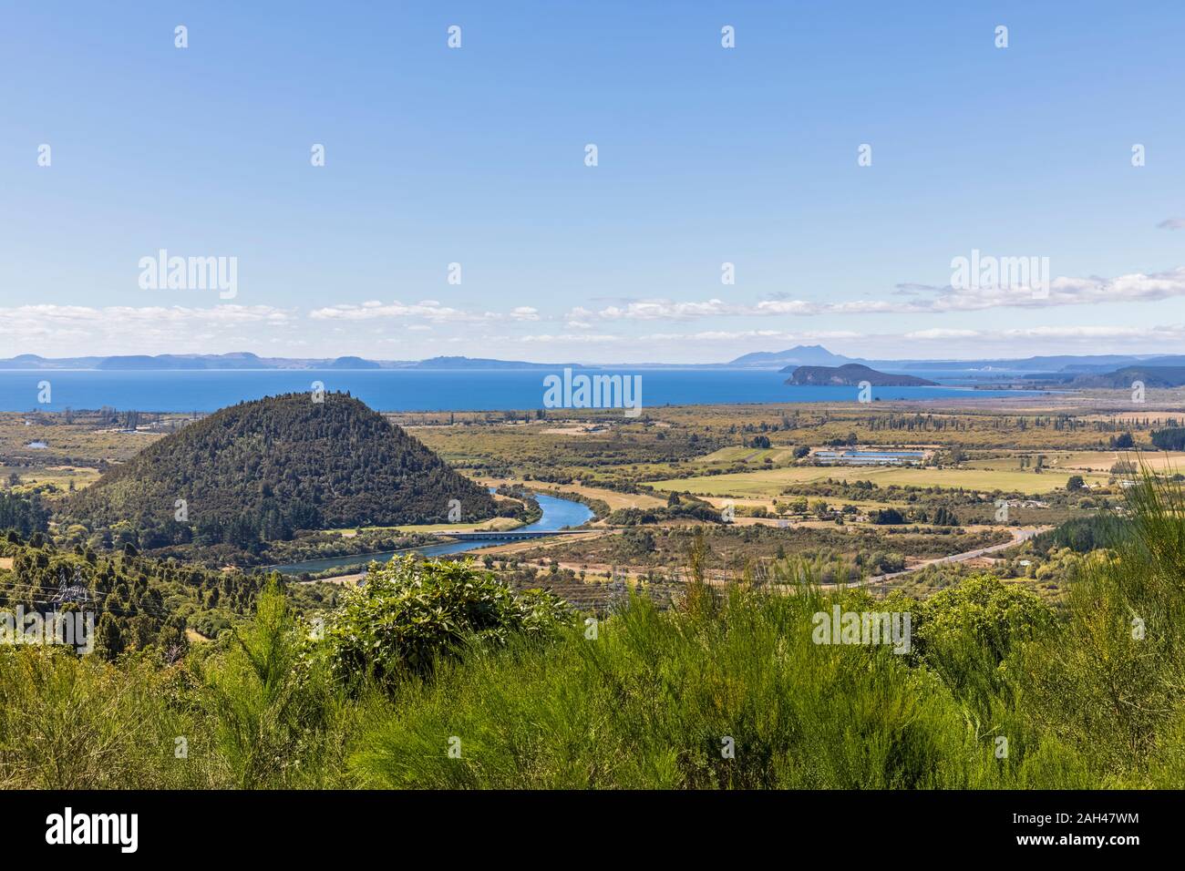 Nouvelle Zélande, île du Nord, de Tokaanu, paysage pittoresque vu de Te Ponanga Saddle Banque D'Images