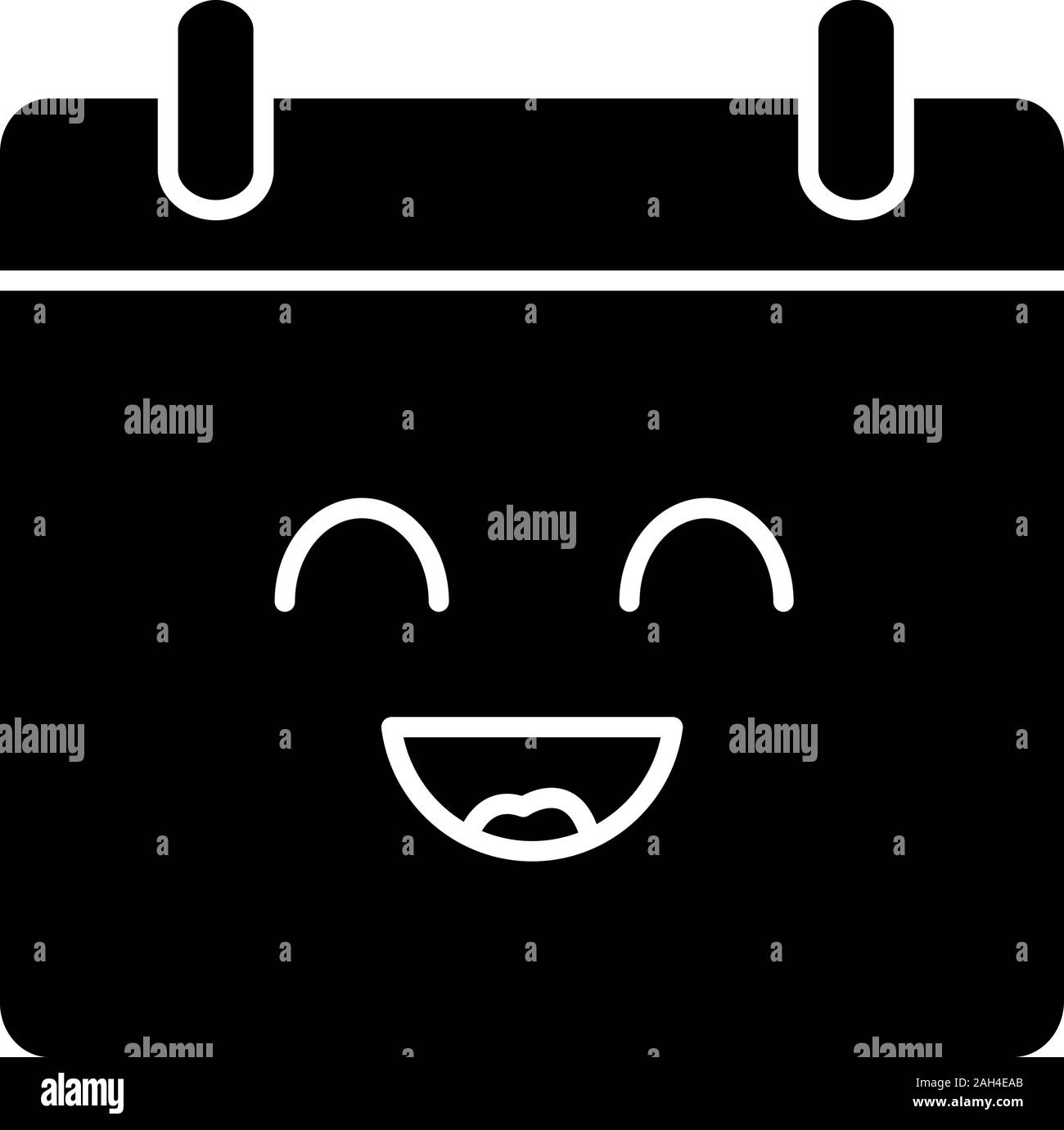 L'icône calendrier glyphe de caractère souriante. Heureux ce jour. Fine ligne illustration. Rendez-vous. Rappel, organisateur. Symbole de Silhouette. L'espace négatif. Vector Illustration de Vecteur