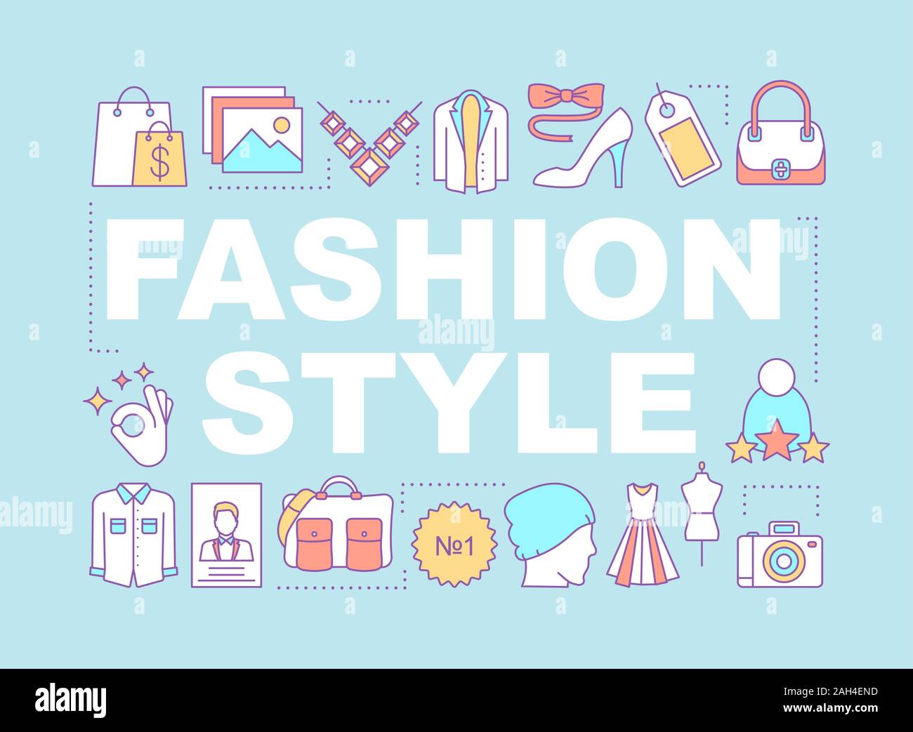 Fashion style concepts mot bannière. Magasin de vêtements de marque.  Vêtements et accessoires. Présentation, site web. Lettrage typographie idée  isolée avec la ligne Image Vectorielle Stock - Alamy