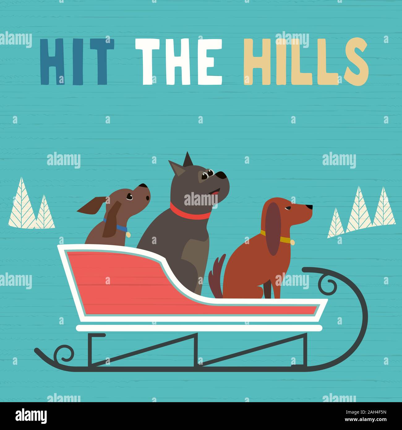 Affiche vectorielle d'invitation à la fête des traîneaux Illustration de Vecteur