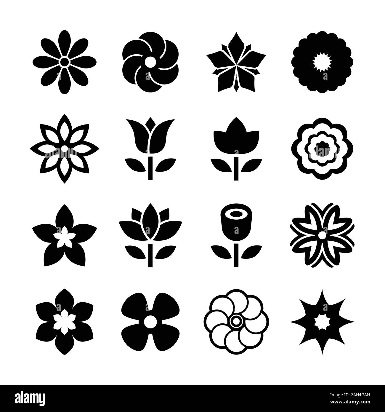 Icône fleur set design Illustration de Vecteur