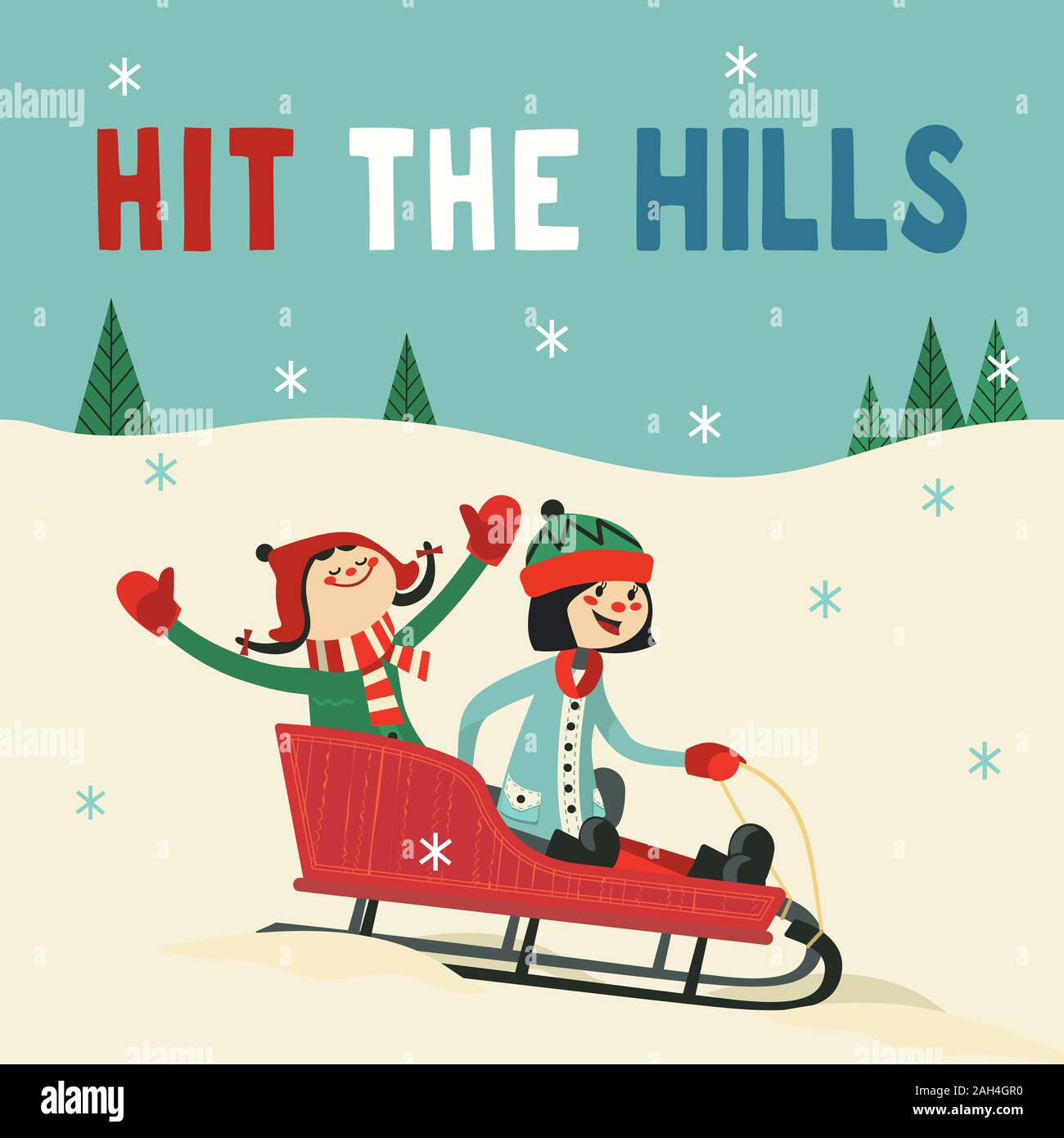 Affiche vectorielle d'invitation à la fête des traîneaux Illustration de Vecteur