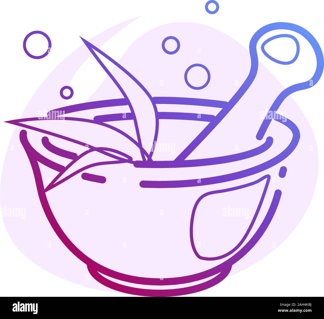 Mortier et pilon couleur ligne icône avec trou pour la ronde met en lumière des histoires. Spa, Wellness, chimie, pharmaceutique concept pour la conception de médias sociaux. La nature de l'objet de soins de santé. Symbole de beauté. Illustration de Vecteur