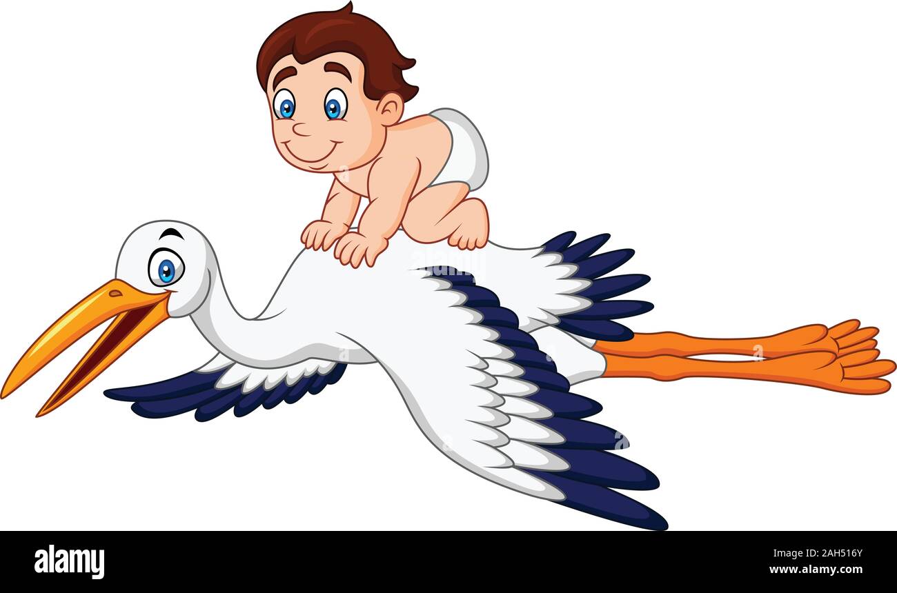 Porter un bébé cigogne dessin animé Image Vectorielle Stock - Alamy