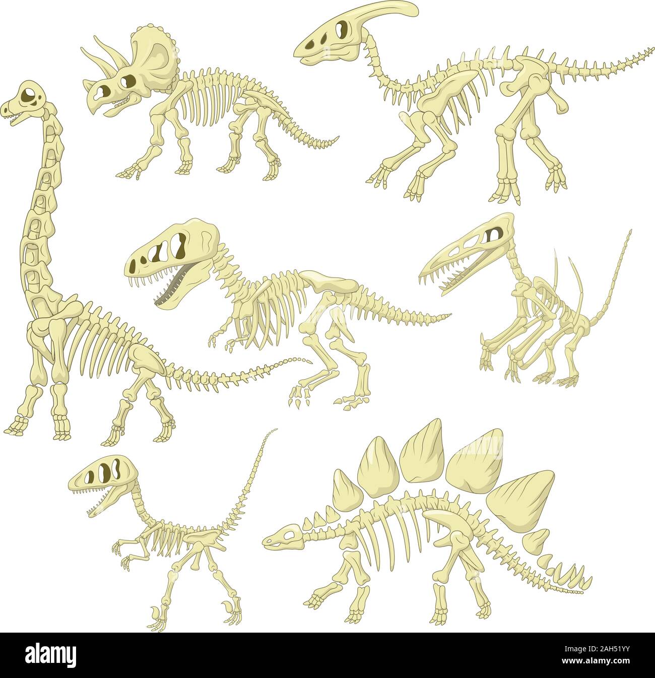 Les dinosaures Collection Cartoon squelette set Illustration de Vecteur