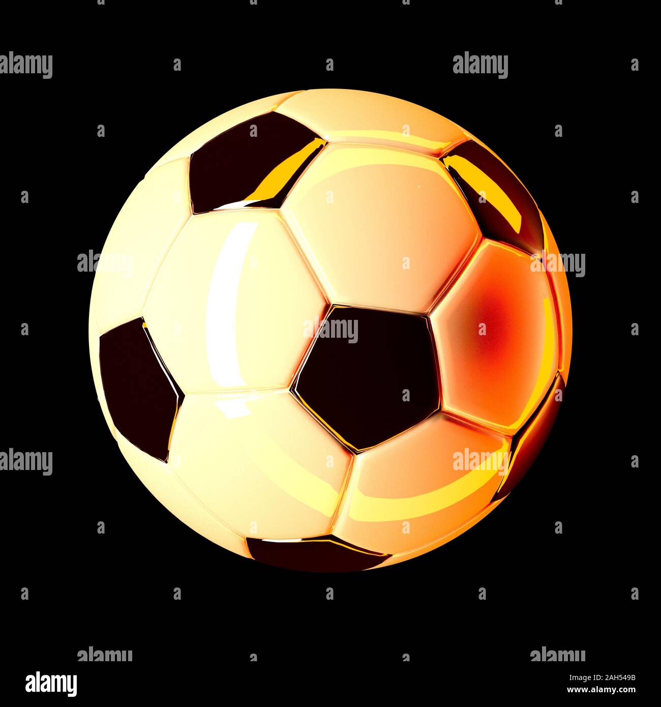 Ballon de soccer sur isolé sur rendu 3D noir Banque D'Images