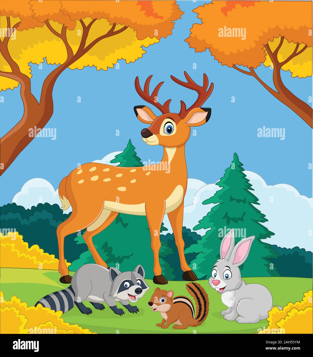 Cartoon animaux sauvages dans la jungle Illustration de Vecteur