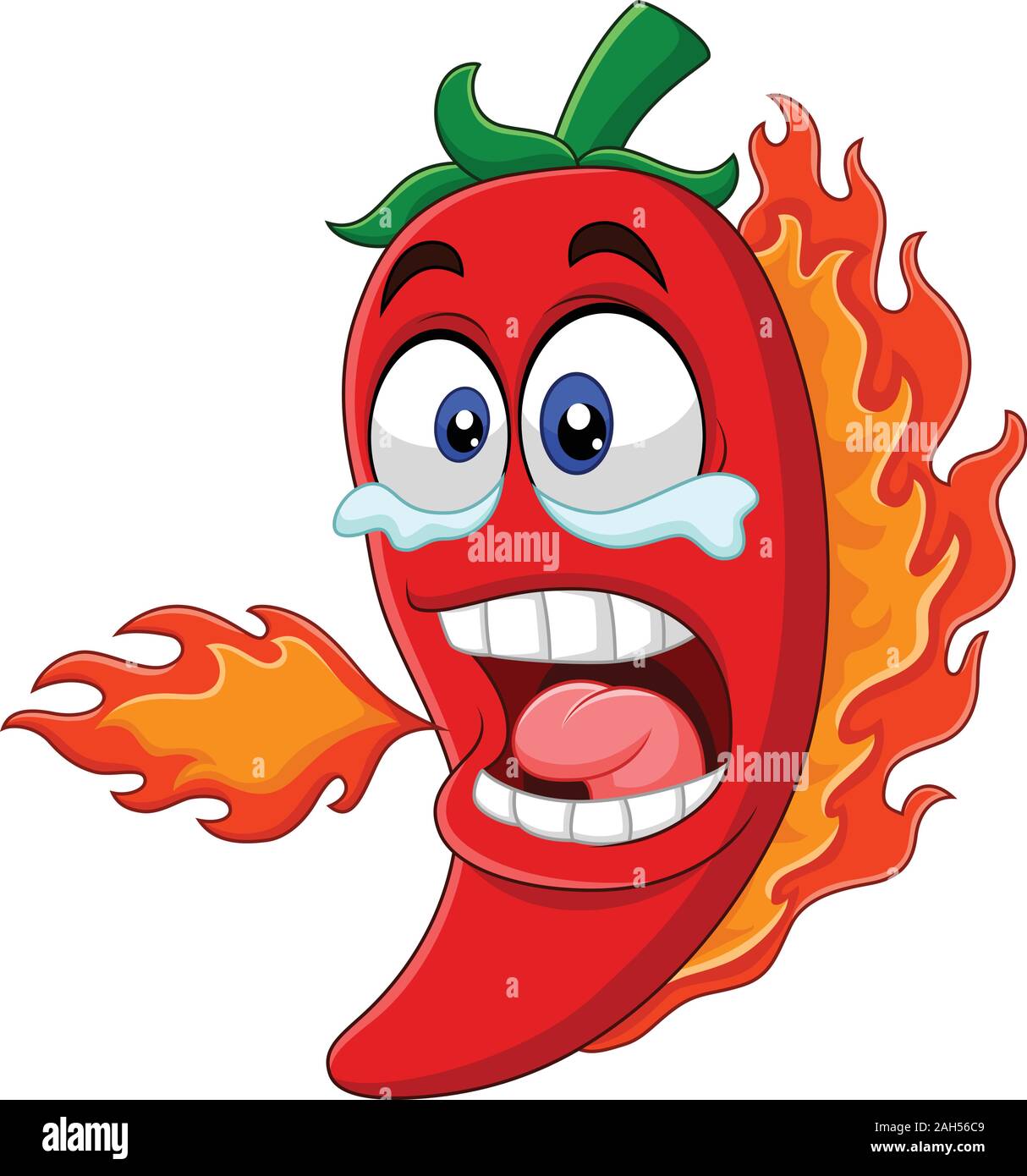 Cartoon piment du feu de respiration Illustration de Vecteur