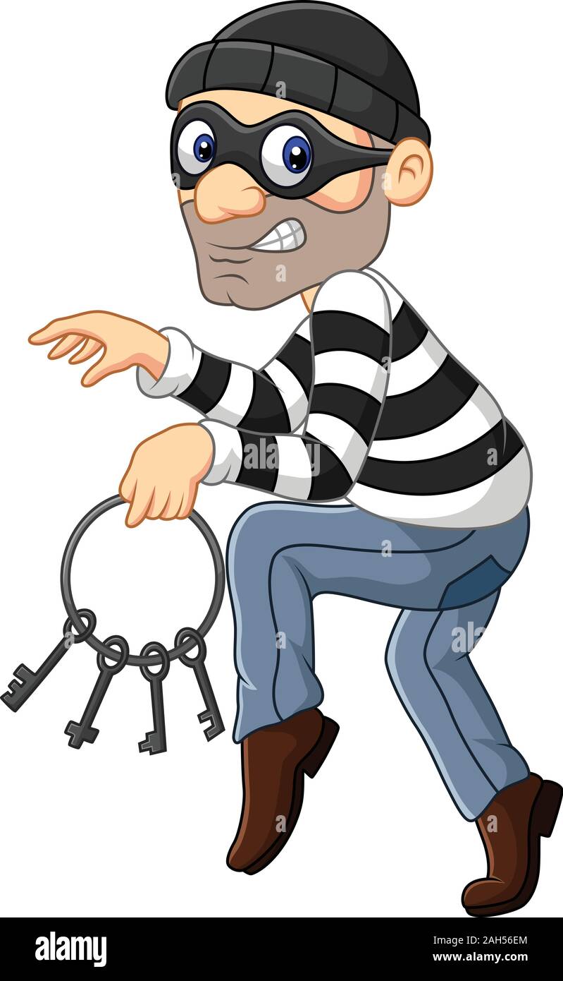 Voleur De Dessin Anime Portant Un Tas De Fausses Clefs Image Vectorielle Stock Alamy