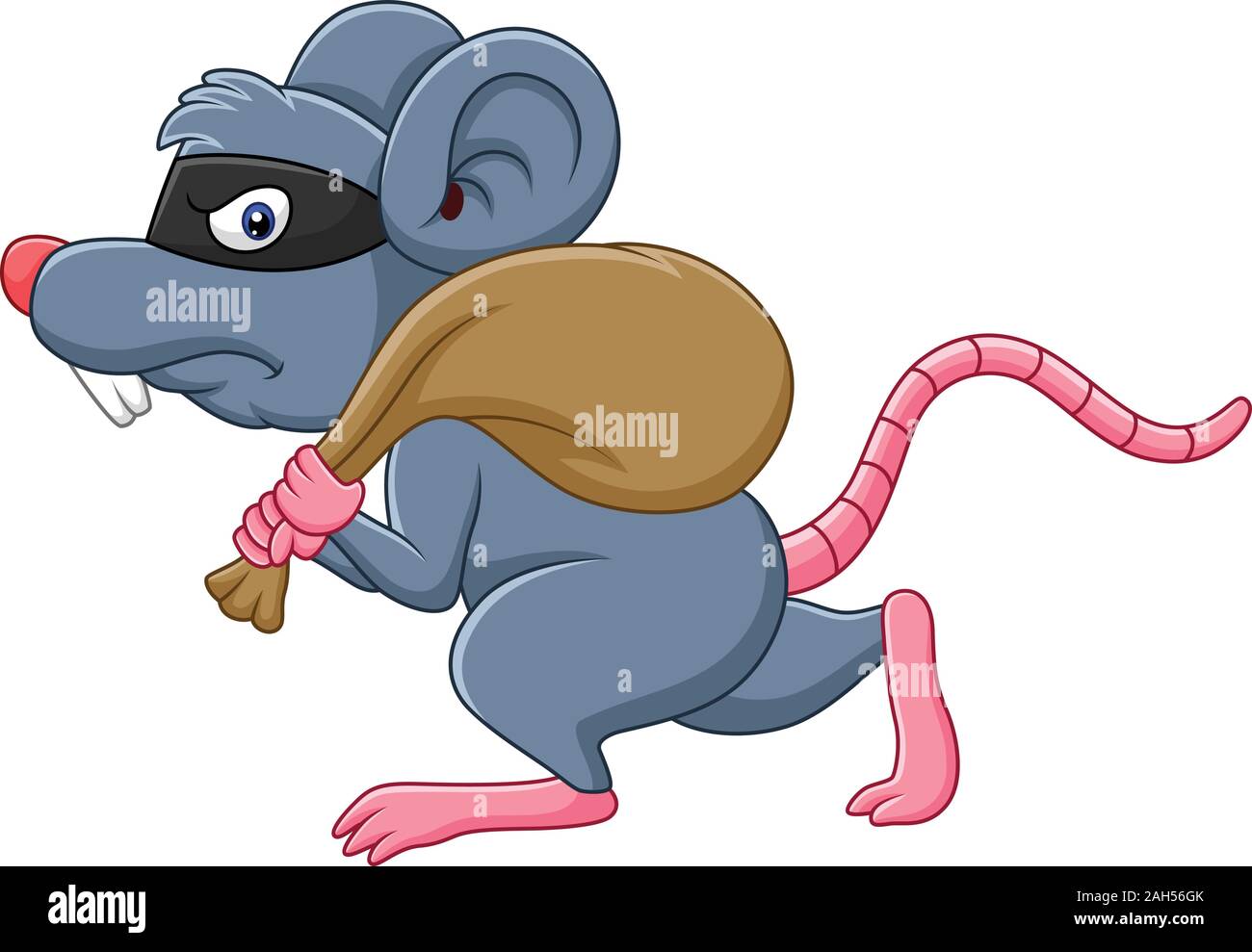 Vol voleur rat cartoon sur le sac et l'exécution Illustration de Vecteur