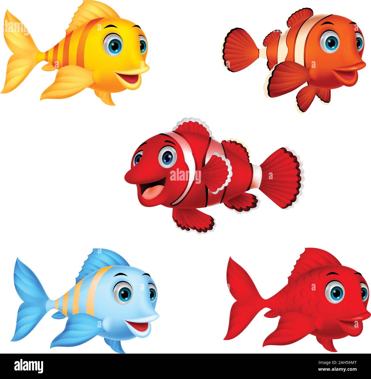 Ensemble de collection poisson dessin animé Illustration de Vecteur