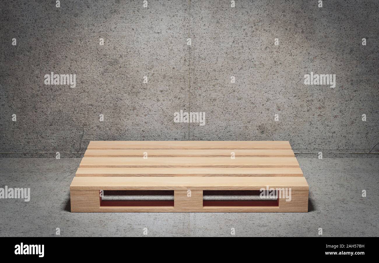 Palette de bois vide. 3D render Banque D'Images