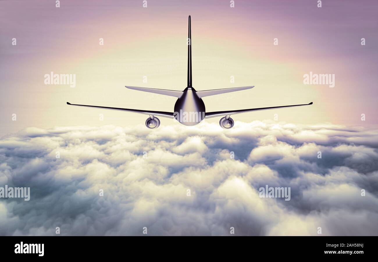 Avion s'envoler dans le ciel 3d illustration Banque D'Images