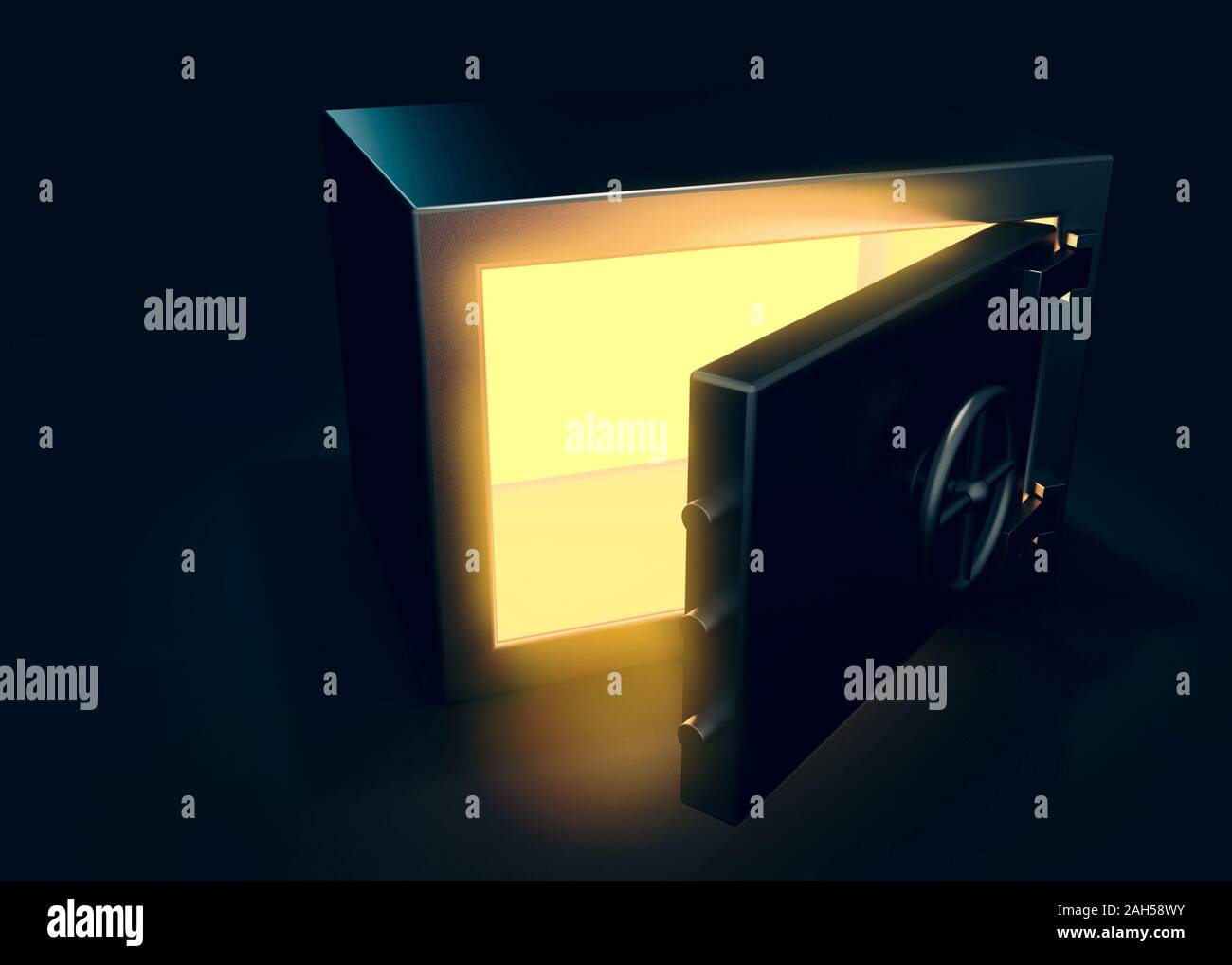 Sécurité sur fond sombre avec rendu 3d effet de lumière Banque D'Images