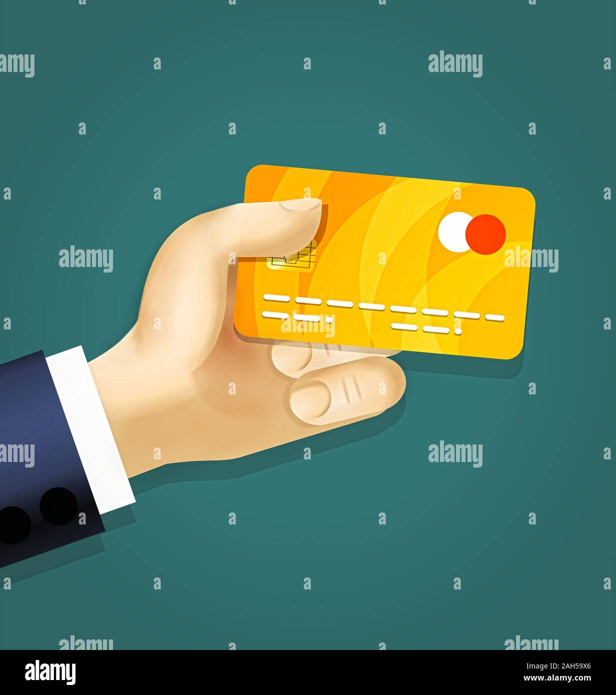Hand holding credit card 2d illustration Banque D'Images