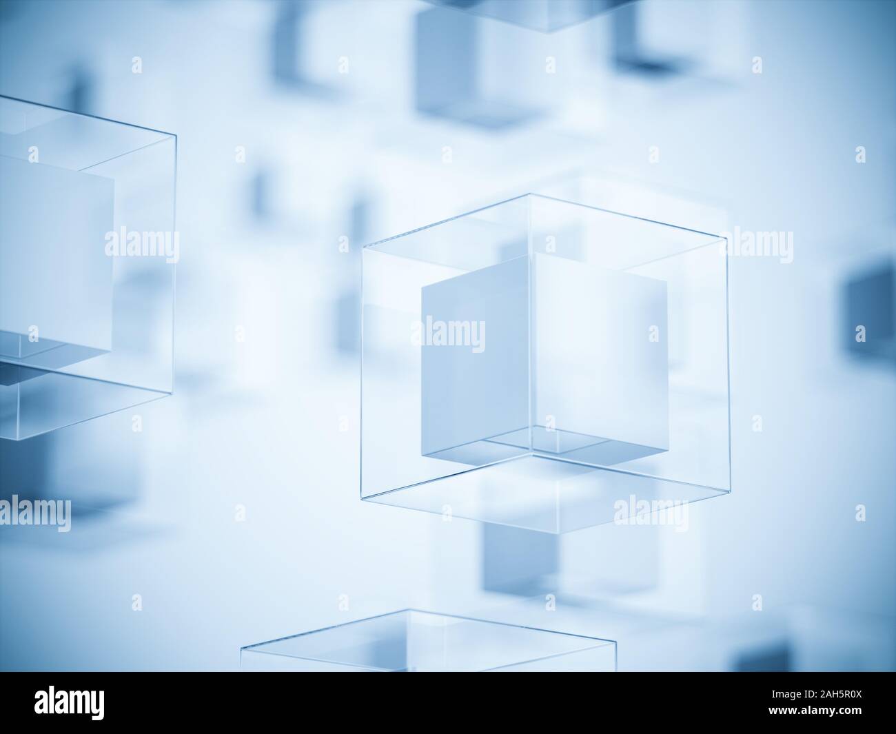 Blockchain Résumé Contexte La technologie des cubes. Le rendu 3d illustration Banque D'Images
