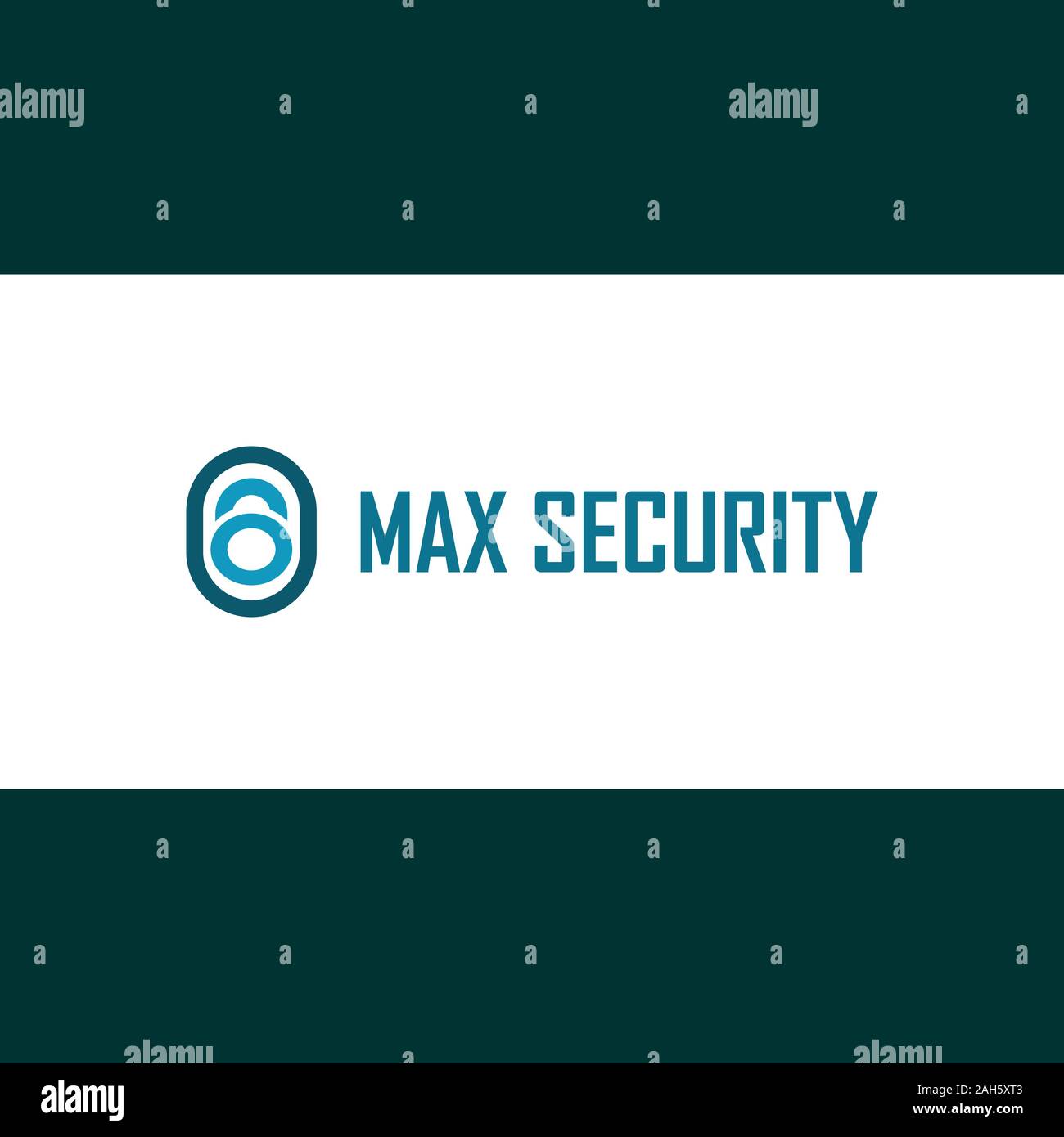 Sécurité Max logo design logo cadenas modèle, concept, la protection des données, de forme arrondie, bleu foncé, vert, blanc, projet vectoriel EPS 10 Illustration de Vecteur