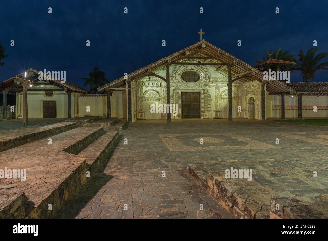 Templo jésuite ou l'église de San Javier ou mission jésuite San Xavier, Jésuite Circuit, UNESCO World Heritage, Esastern Bolovia, basses terres, l'Amérique latine Banque D'Images