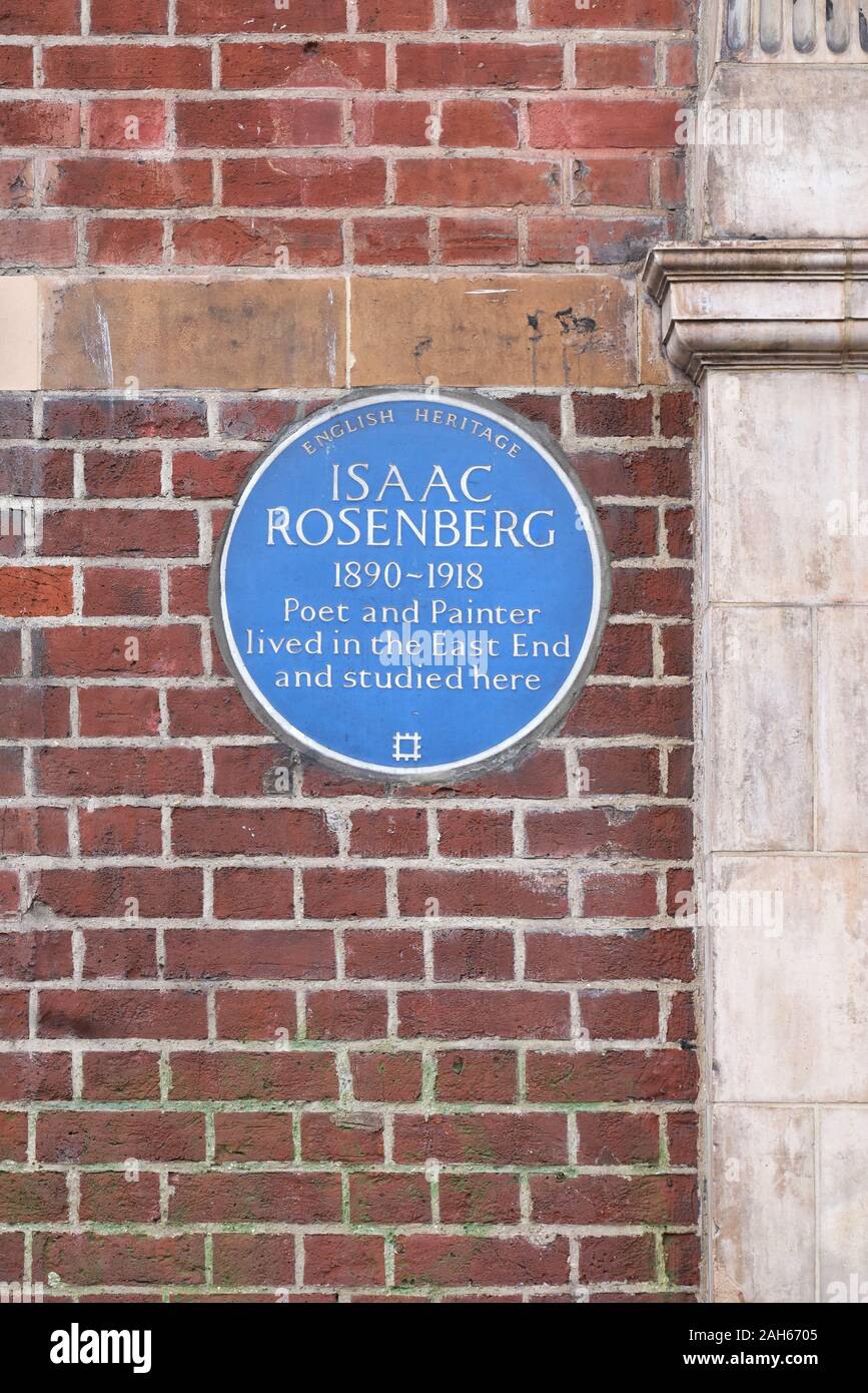 Isaac rosenberg aldgate plaque Banque D'Images