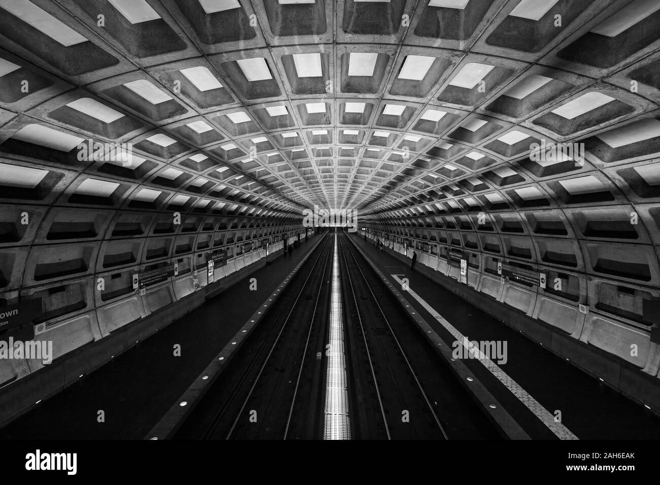 Beau plafond voûté du métro station de métro à Washington, DC Banque D'Images