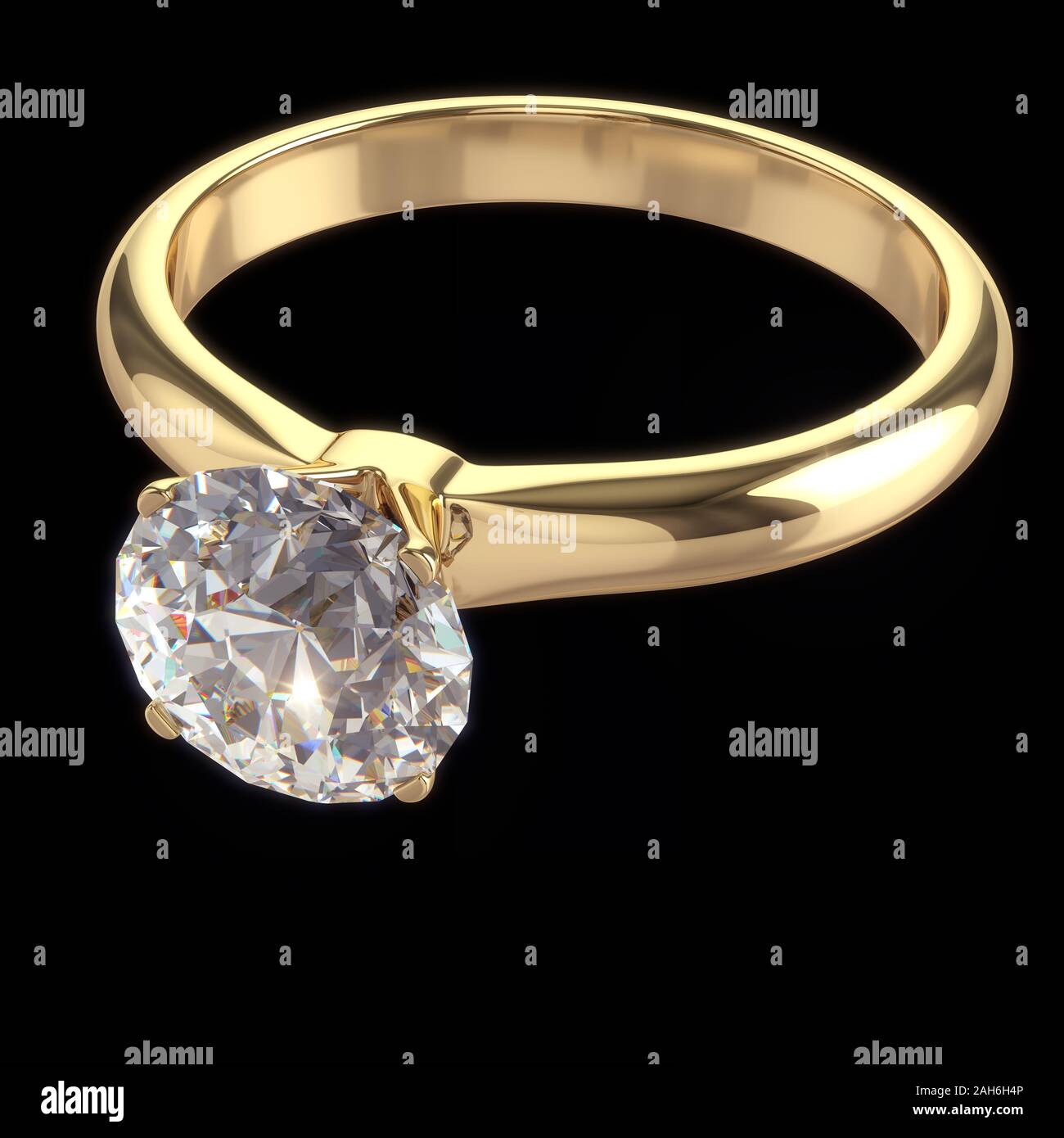 Anneau d'or de luxe avec grand diamant - isolated with clipping path Banque D'Images