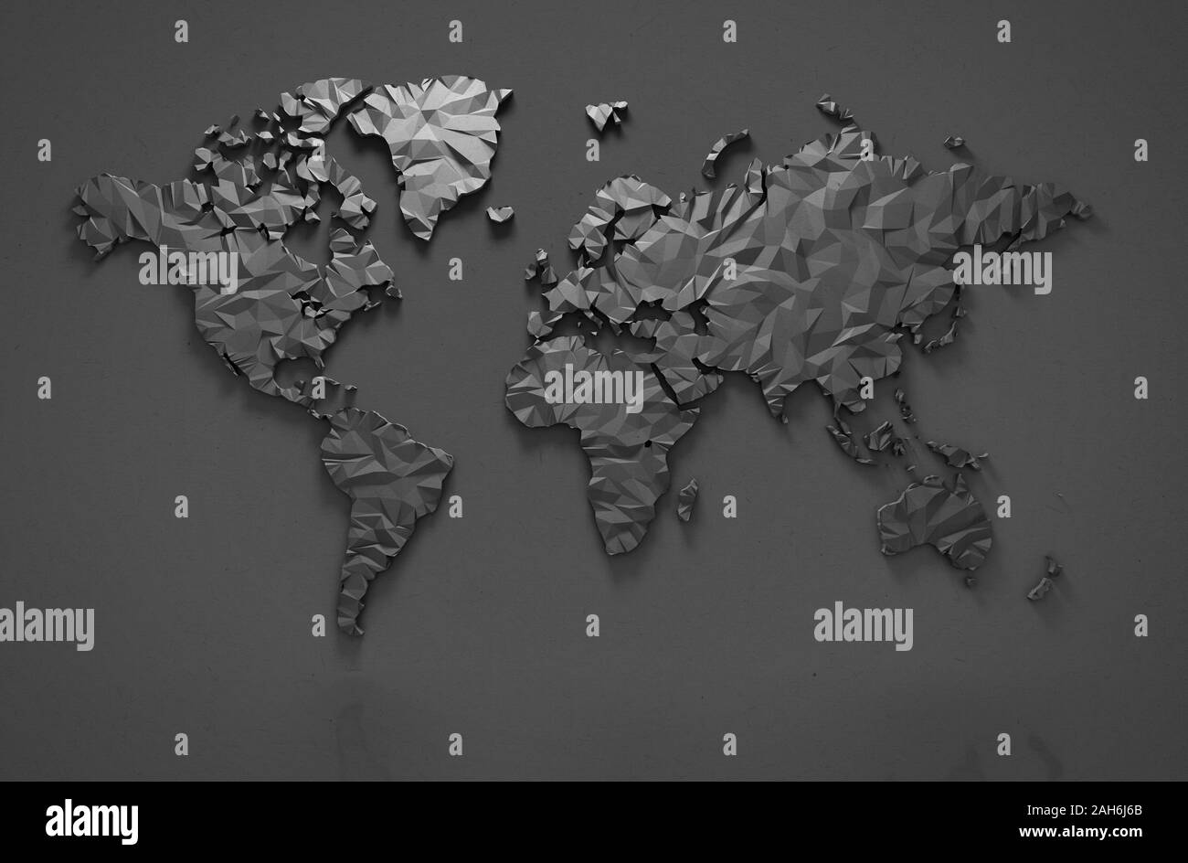 Carte du monde 3D Origami isolé avec clipping path Banque D'Images