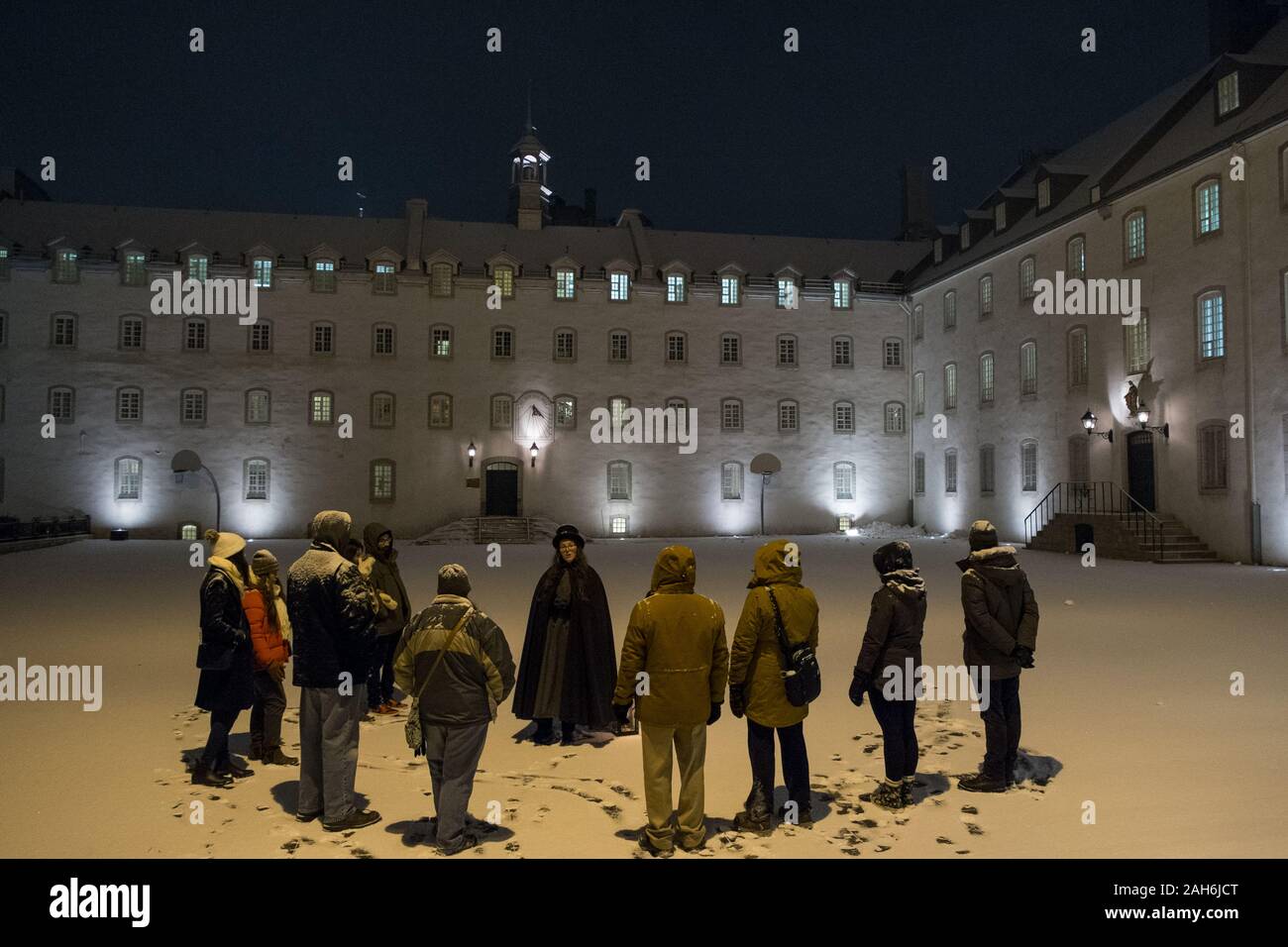 Visite historique de nuit, vieille ville de Québec, Canada Banque D'Images